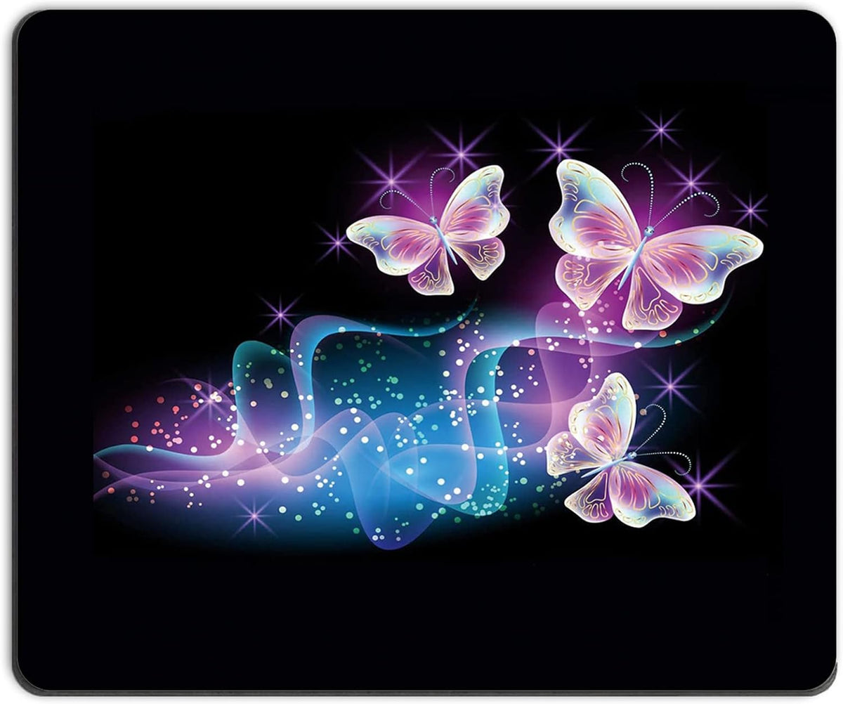 Mouse Pad, Square Mousepad, Personalized Premium-Textured, Non-Slip Rubber Base Mouse Mat, Waterproof Gaming Mouse Pad for Wireless Mouse, Computers, Laptop, Office, Home (Purple Butterfly)