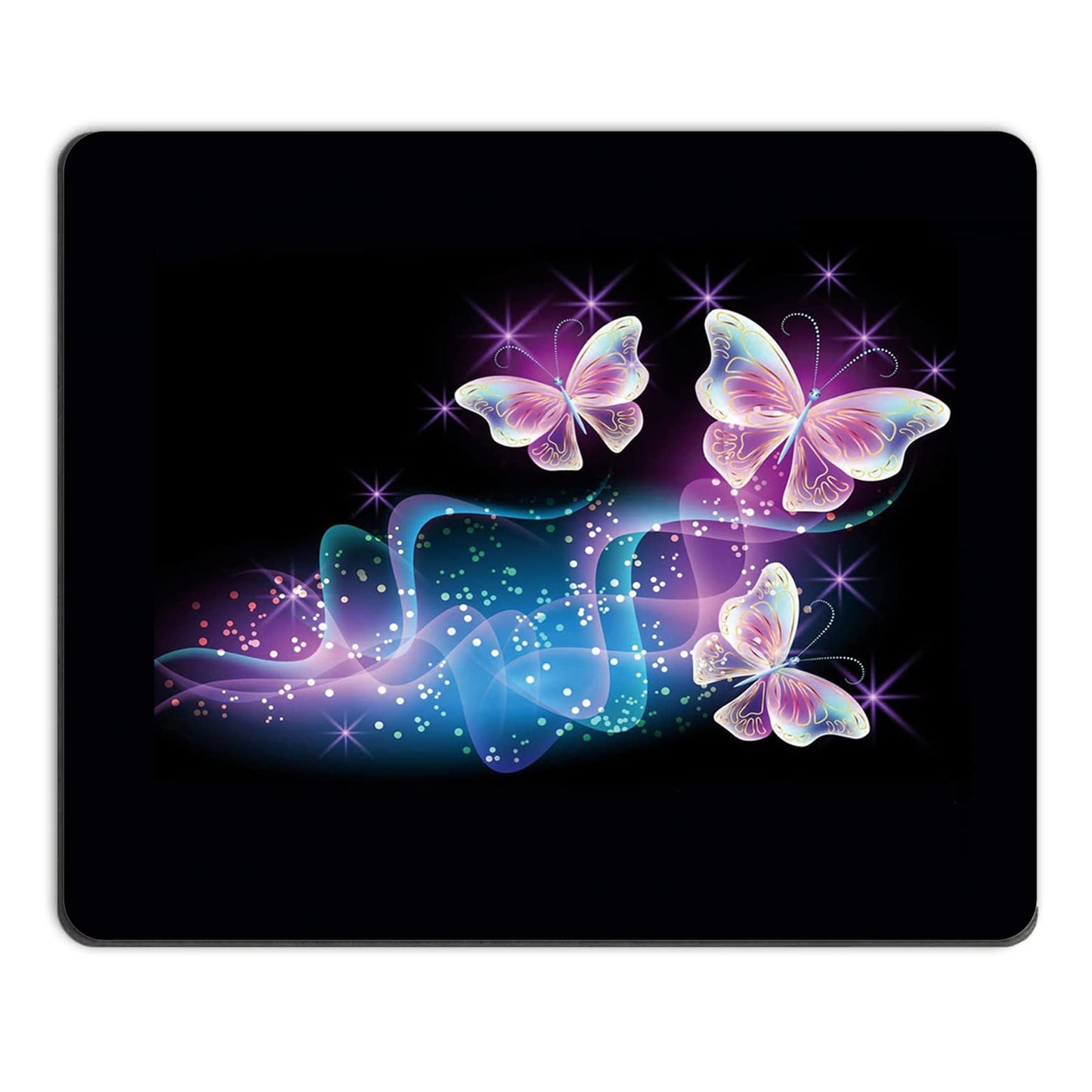Mouse Pad, Square Mousepad, Personalized Premium-Textured, Non-Slip Rubber Base Mouse Mat, Waterproof Gaming Mouse Pad for Wireless Mouse, Computers, Laptop, Office, Home (Purple Butterfly)