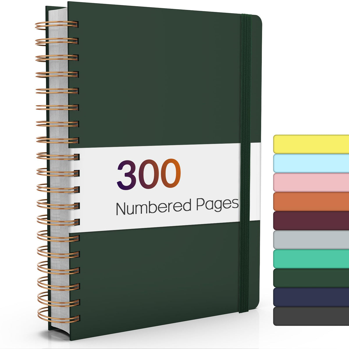 Forvencer Lined Spiral Journal Notebook with 300 Numbered Pages, B5 | College Ruled Thick Journals for Writing with 100GSM Paper, Hardcover Notebooks with Content for Work School Women Men