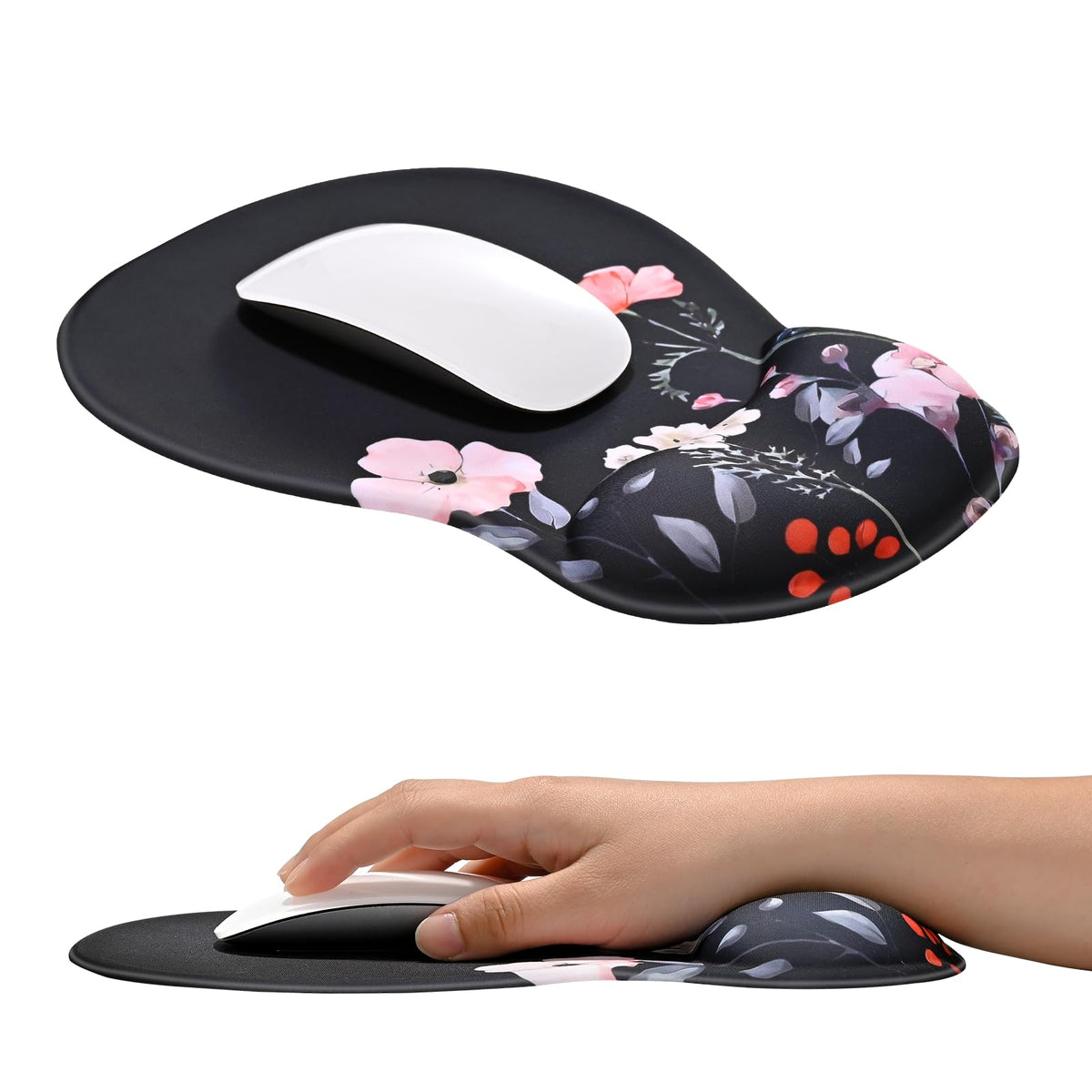 EooCoo Mouse Pad with Gel Wrist Rest, Ergonomic Mousepad Wrist Alignment | Middle Concave Design for Natural Wrist Alignment, Non-Slip Base Mousepad, Carpal Tunnel Relief, Office Desk Accessories