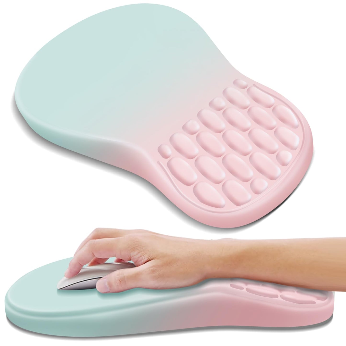 YIWEI Ergonomic Mouse Pad with Wrist Rest for Carpal Tunnel Pain Relief | Memory Foam Wrist Support,Non-Slip Rubber Base, Keyboard Computer Mousepad,Lycra Cloth Surface,Gaming Home Office,Black