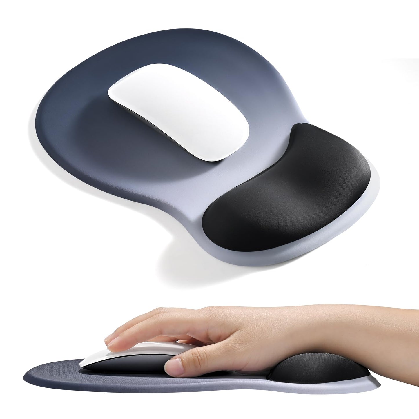EooCoo Mouse Pad with Gel Wrist Rest, Ergonomic Mousepad Wrist Alignment | Middle Concave Design for Natural Wrist Alignment, Non-Slip Base Mousepad, Carpal Tunnel Relief, Office Desk Accessories
