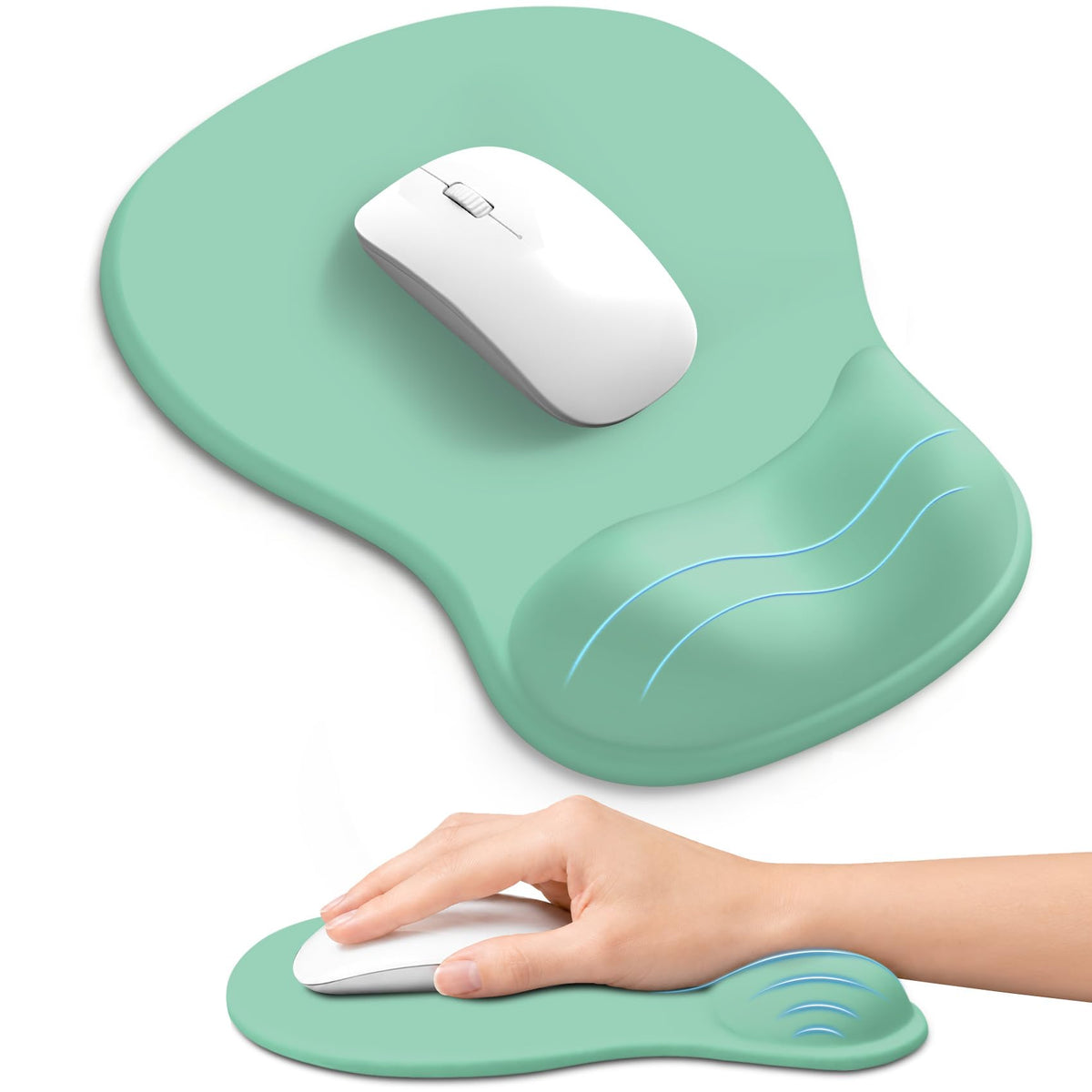 Ergonomic Mouse Pad with Wrist Rest, Gel Wrist Support, Black | 10.2 x 7.6 in Mouse Pad with Smooth Fabric Surface and Non-Slip Rubber Base for Office, Home, Study, and Gaming