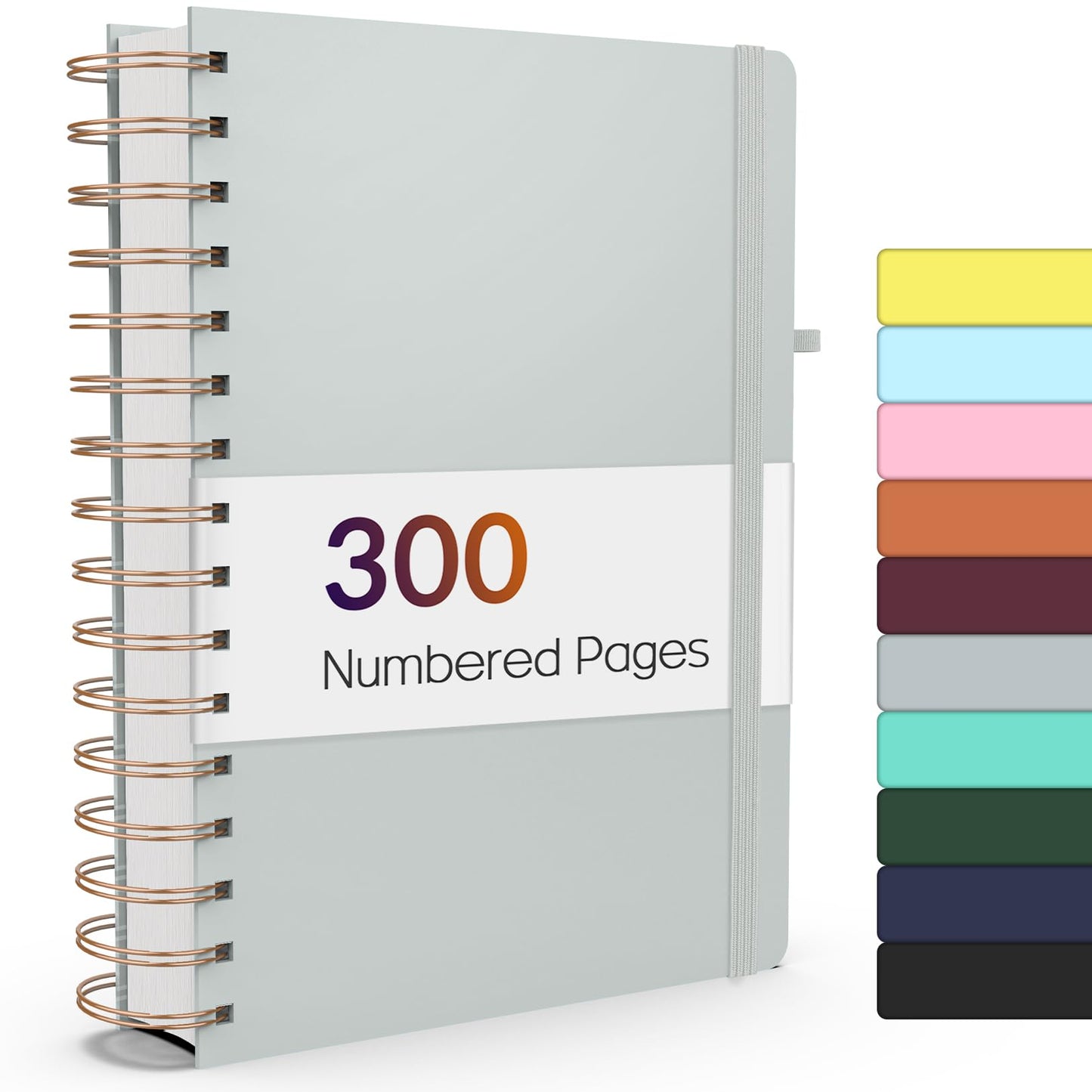 Forvencer Lined Spiral Journal Notebook with 300 Numbered Pages, B5 | College Ruled Thick Journals for Writing with 100GSM Paper, Hardcover Notebooks with Content for Work School Women Men