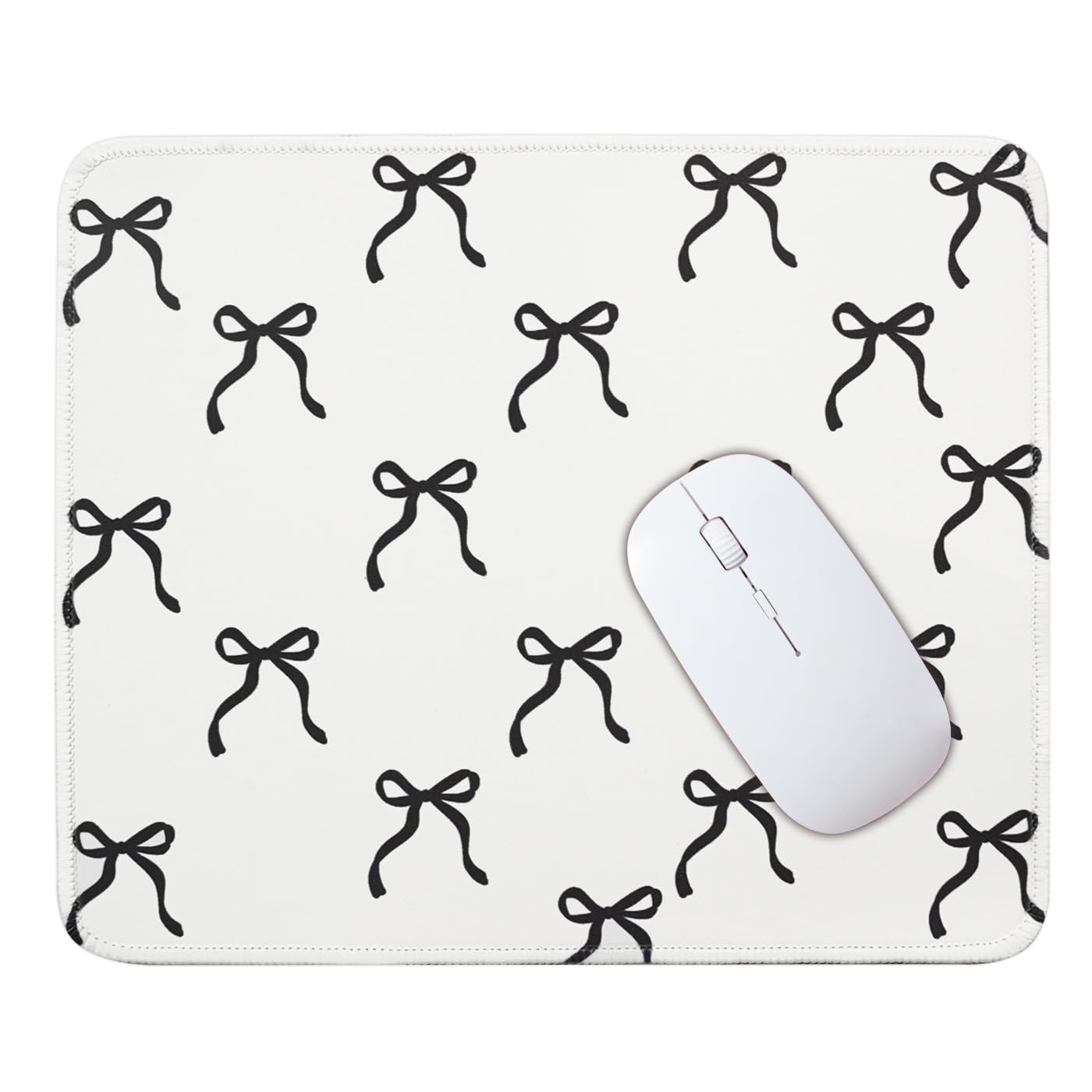 Mouse Pad for Desk with Stitched Edge, Premium Cute Washable Mouse Pads. Computer Mousepad with Non-Slip Rubber Base, Mousepads for Laptop, 9.25x7.75x0.12 inch (Pink Stripes)