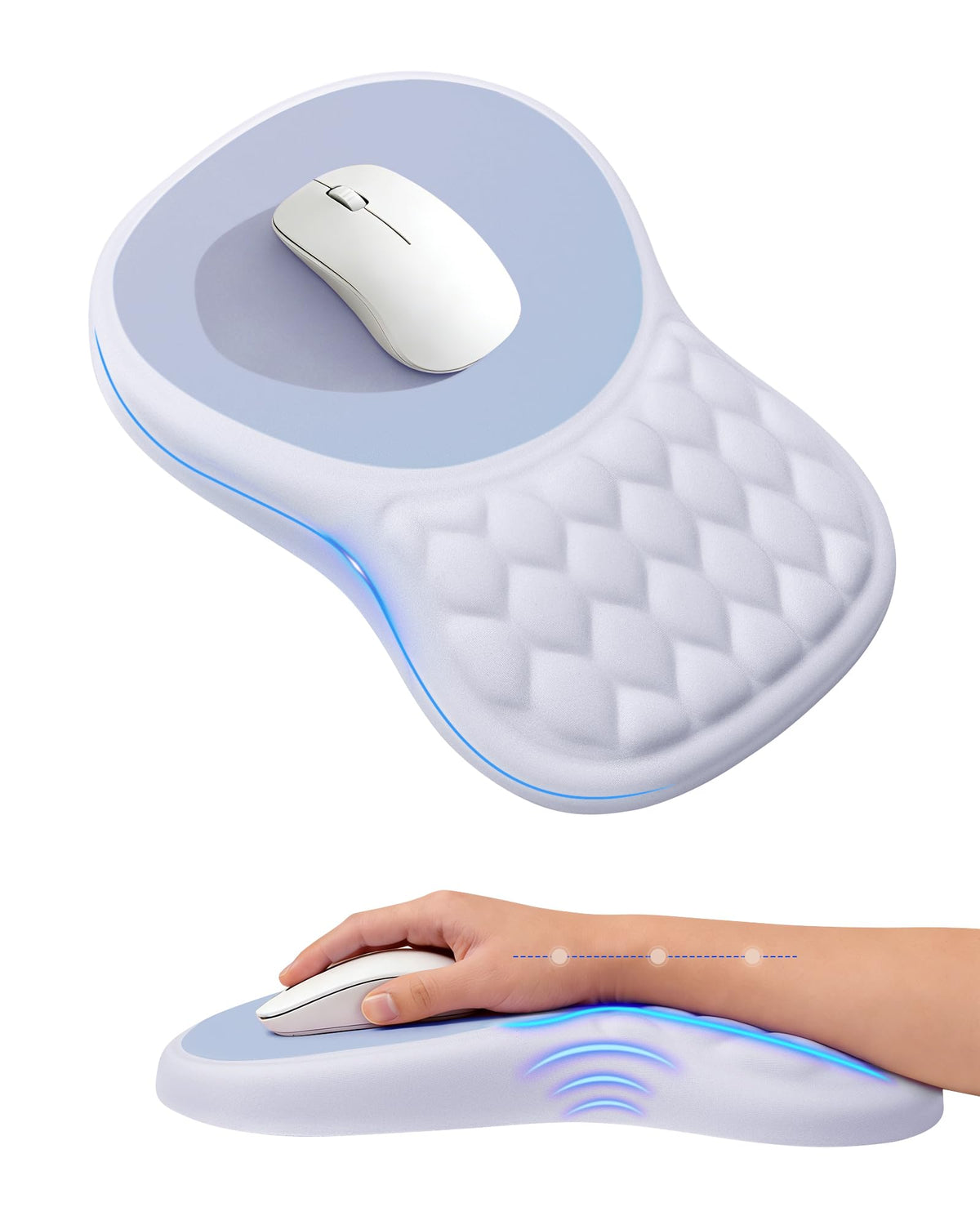 Ergonomic Mouse Pad with Sloped Memory Foam Wrist Rest (Black) | 3D Textured Wrist Cushion, Smooth Lycra Surface, Non-Slip PU Base, Comfortable Support for Office/Home Computer Desks