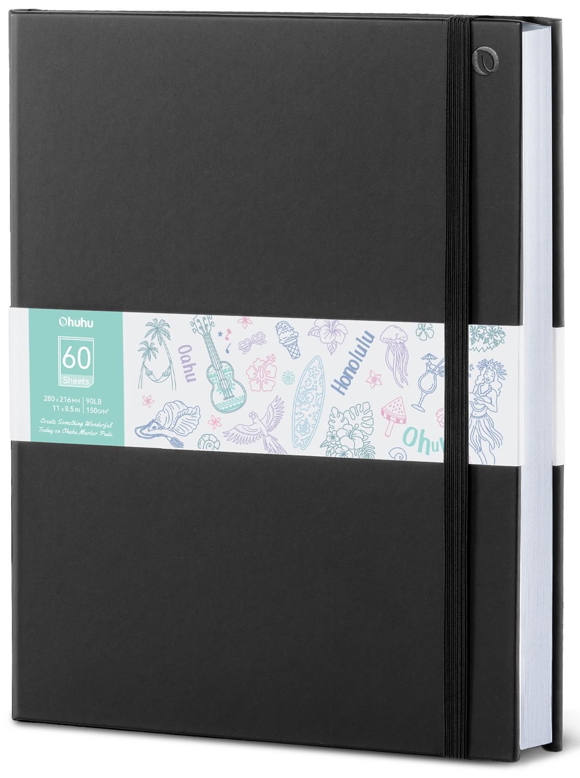 Ohuhu 8.3"x8.3" Double-Sided Bleedproof Marker Pad Art Sketchbook 60 Sheets | Square Sketch Book - 90 LB/150 GSM Smooth Drawing Paper - 60 Sheets/120 Pages - Spiral-Bound Sketch Pad for Alcohol Markers