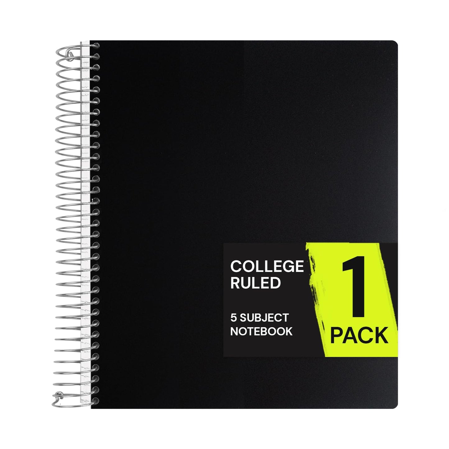 ONAVIA Pink 5 Subject Spiral Notebook College Ruled, 400 Pages | 200 Sheets, 9 x 11 in, 6 Pack Waterproof Plastic Cover, Durable, School Notebooks, Classroom, Teachers