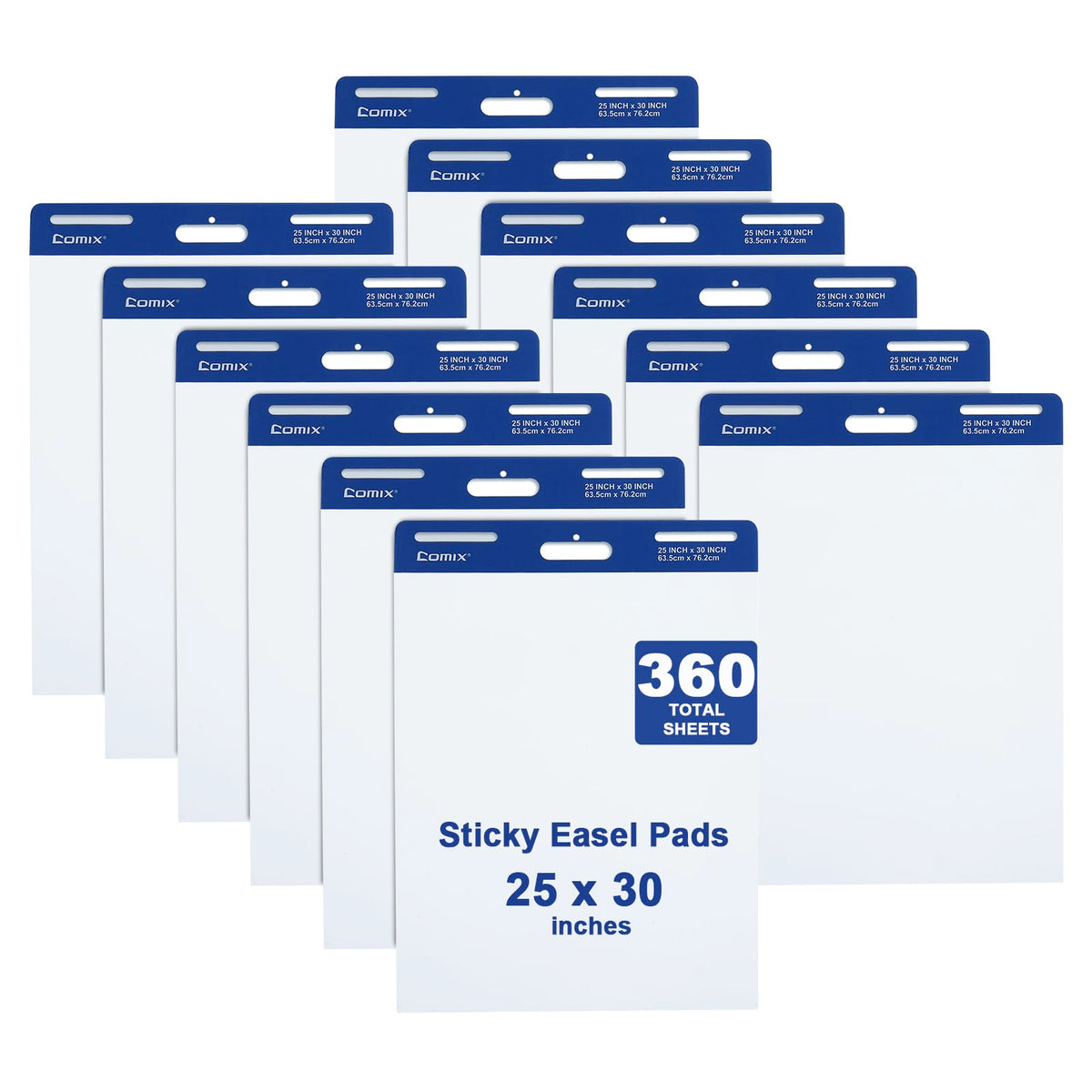 Comix Sticky Easel Pad, 25 x 30 Inch Flip Chart, 30 Sheets/Pad, 8 Pads | Super Sticky self stick easel chart paper bulk, premium teacher supplies for classroom, school and office meetings