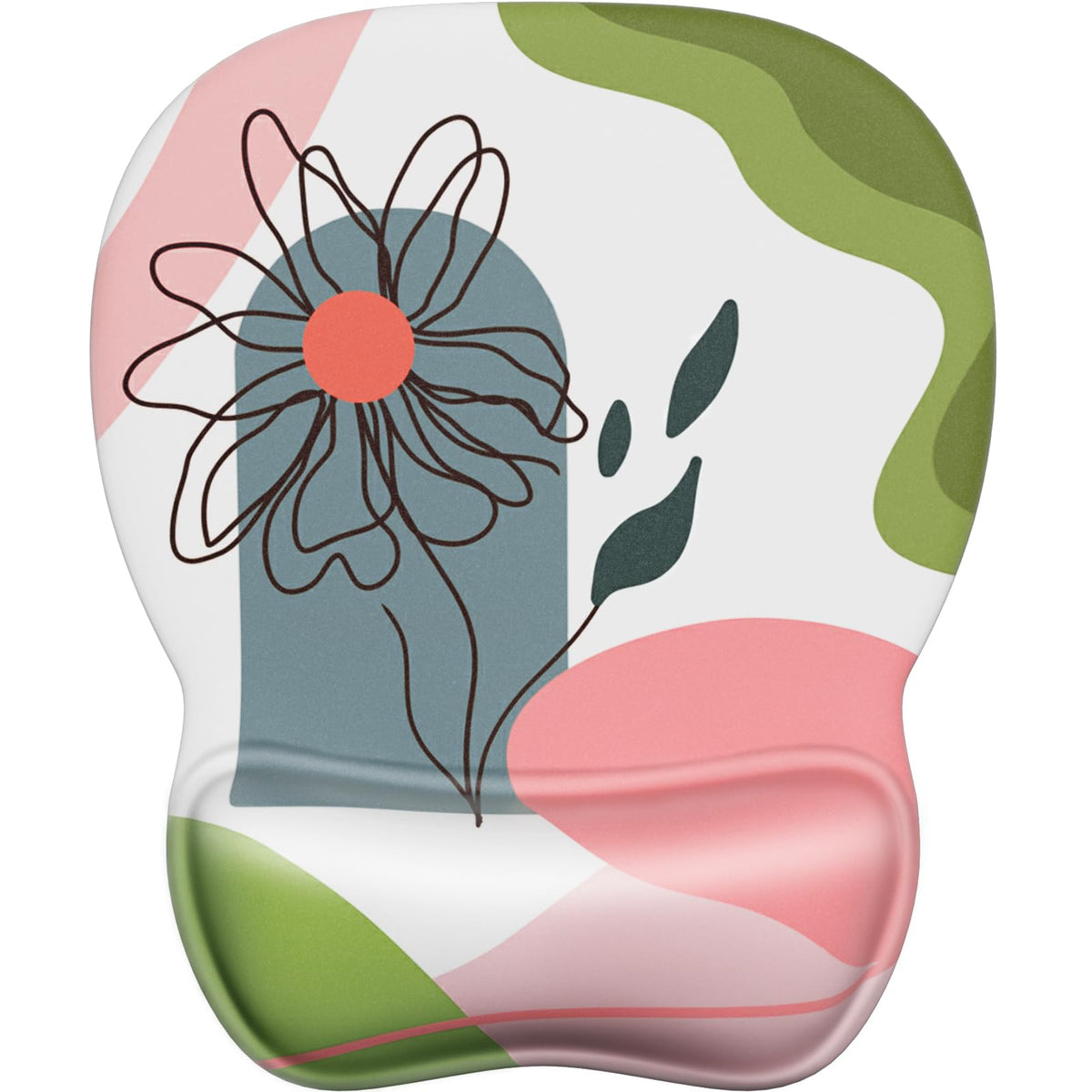 MROCO Ergonomic Mouse Pad with Gel Wrist Rest, 9.4 x 8.1 in, Cloud Forest | Ergonomic Shape Design, Multiple Pattern Options, Gel Wrist Comfort, Smooth Lycra Surface, Non-Slip PU Base