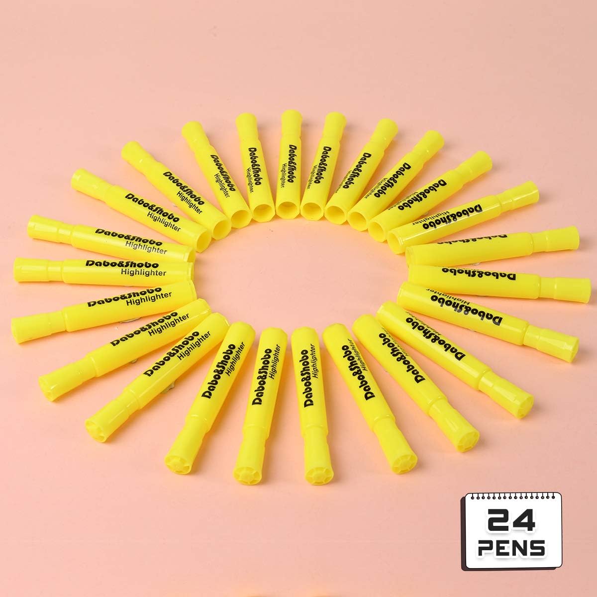 Dabo&Shobo Yellow highlighter, 24 Pack -bright color, chisel tip, for Adults Highlighting in the Home School Office, Tank Style