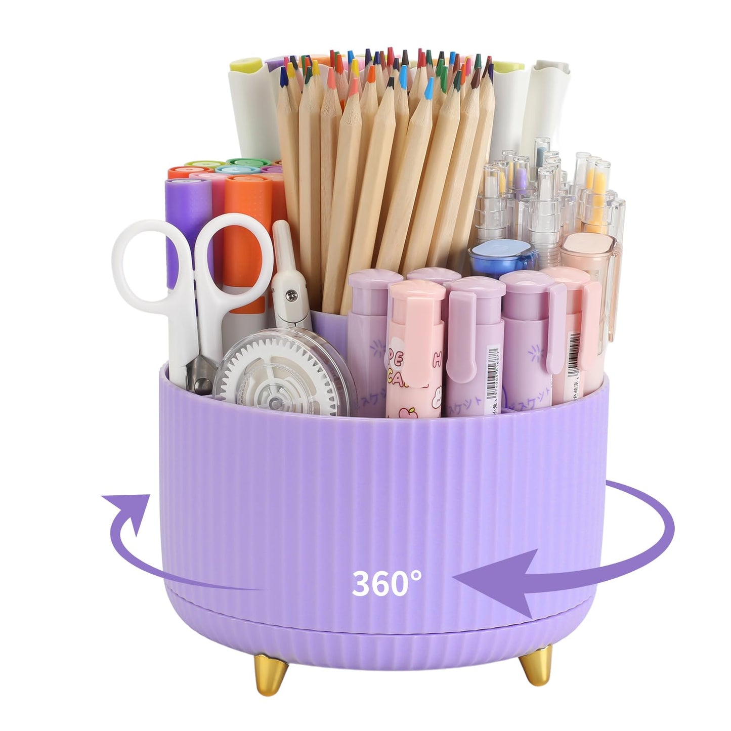 Camelmother 360°Rotating Pen&Pencil Holder For Desk With 5Slots Cute Office | Spacious Beautiful & Durable For Teachers Students Workers Easy Storage for Pens Stationery
