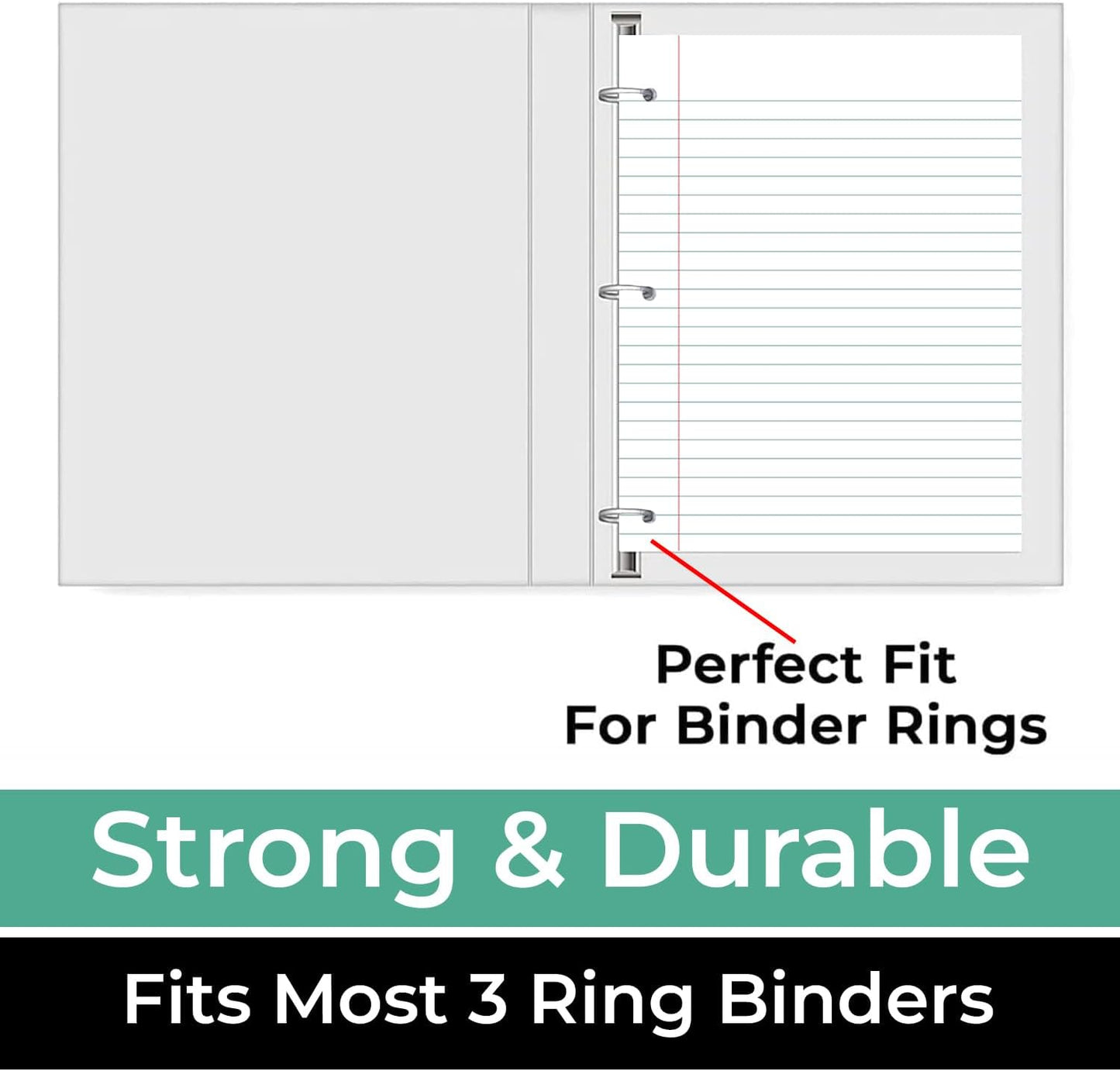 450 Sheets Loose Leaf Paper, 3 Pack, Wide Ruled Filler Paper | Bulk Office Filler Paper, 8" x 10.5", 3 Hole Punched, 150 Sheets/Pack, Wide Ruled Notebook Paper for Binder, White