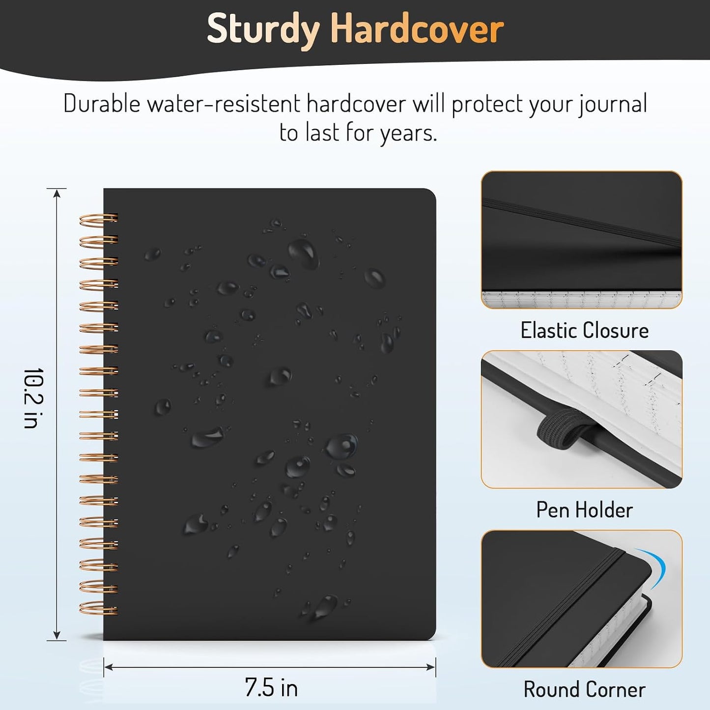 Forvencer Lined Spiral Journal Notebook with 300 Numbered Pages, B5 | College Ruled Thick Journals for Writing with 100GSM Paper, Hardcover Notebooks with Content for Work School Women Men