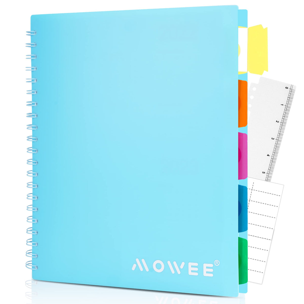Spiral Notebook - 5 Subject Notebook, College Ruled Notebook With Dividers Pocket, Tabs Label, 11" Ruler, 200 Pages, for Writing Journal, Home & Office, School Supplies, 8.5''x11''Black | 200 Pages, 11" Ruler, 8.5"x11" Black, Pocket Dividers with Tab Labe