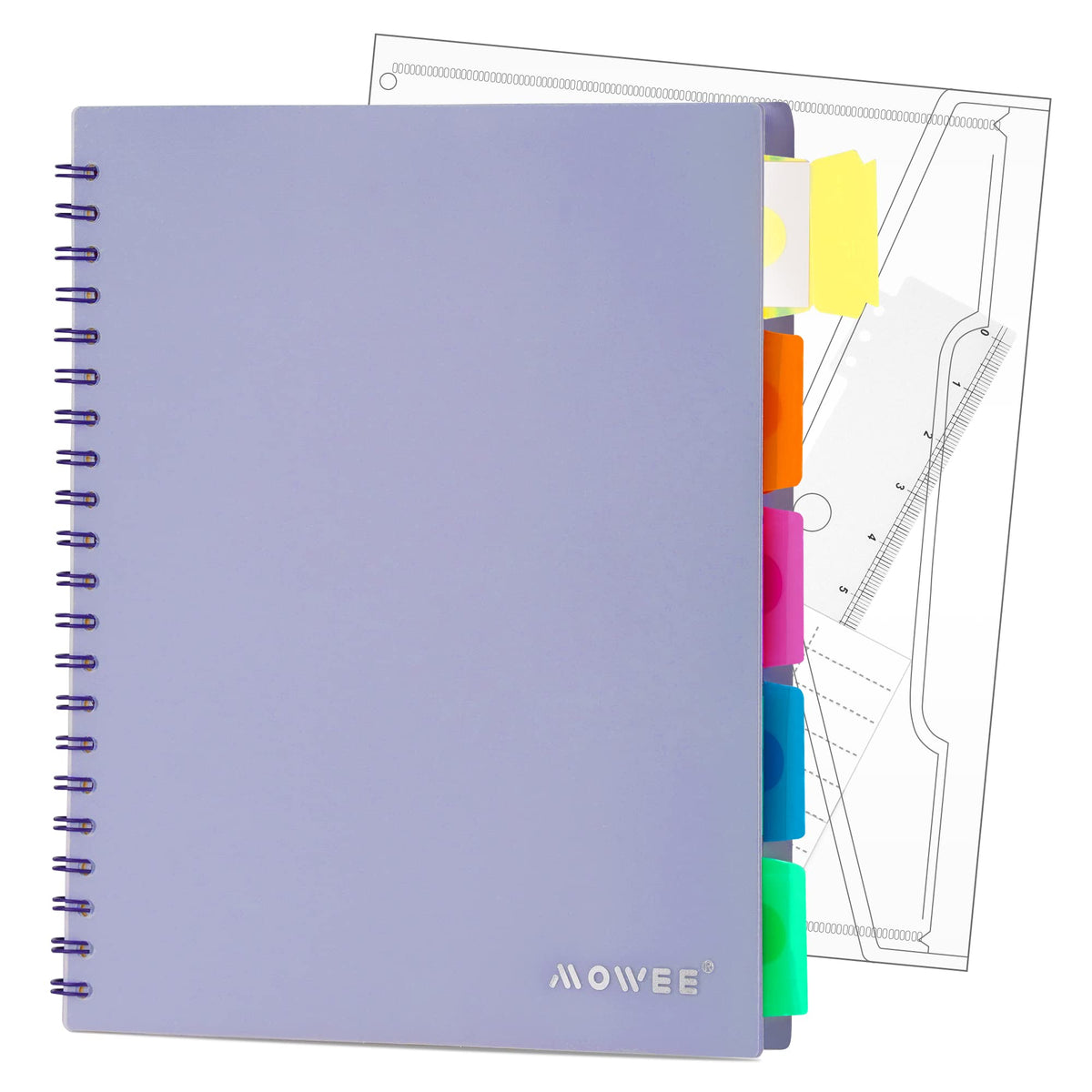 Spiral Notebook - 5 Subject Notebook, College Ruled Notebook With Dividers Pocket, Tabs Label, 11" Ruler, 200 Pages, for Writing Journal, Home & Office, School Supplies, 8.5''x11''Black | 200 Pages, 11" Ruler, 8.5"x11" Black, Pocket Dividers with Tab Labe