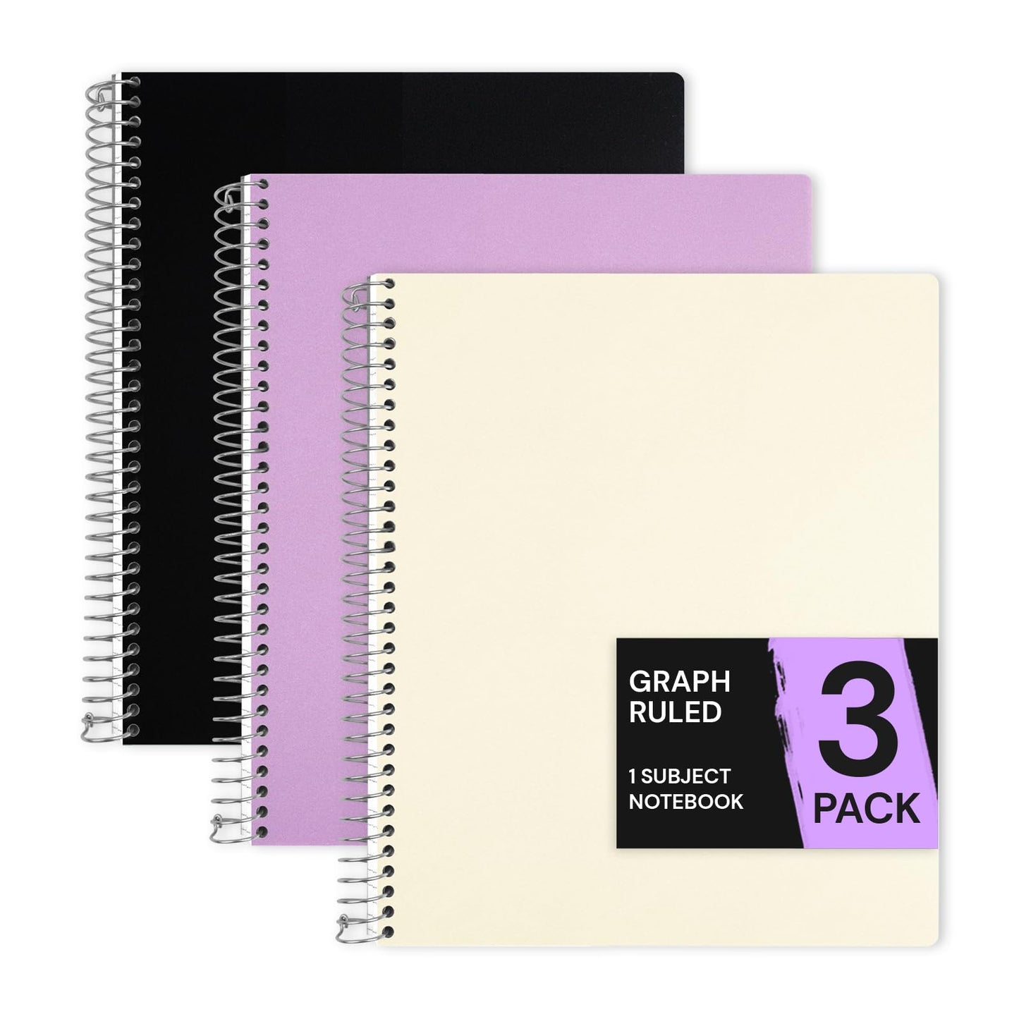 ONAVIA 1 Subject Graph Paper Spiral Notebook 5 Pack, 140 Pages, Assorted | 70 Sheets, 8 x 10.5 in, 3-Hole Punched, Graph Notebook, Grid Paper, School Notebook, Study