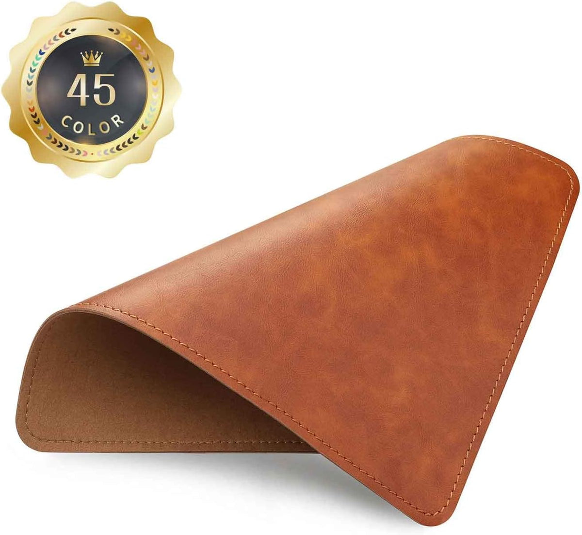 Mouse Pad, PU Mouse Pad，Leather Mouse Pad with Stitched Edge Micro-Fiber Base with Non-Slip Waterproof，Mouse Pad for Computers，Laptop, 8x11Inch (Caramel Brown)