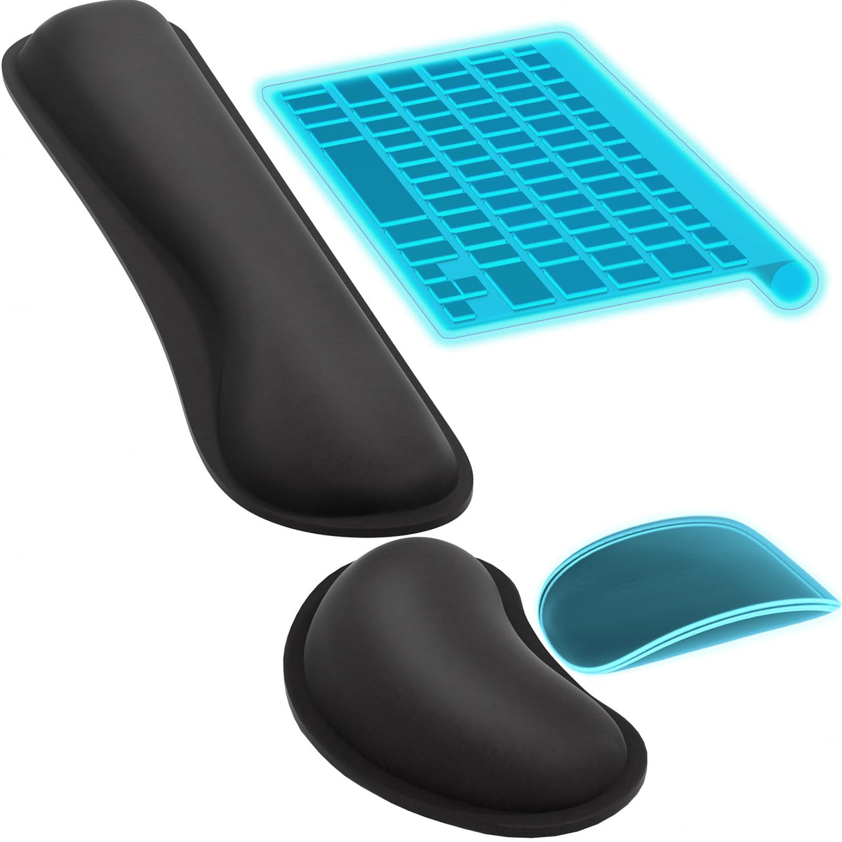 KTRIO Keyboard Wrist Rest & Mouse Pad with Wrist Rest, Black | Memory Foam Wrist Support, Ergonomic Design, Non-Slip Base, Office and Home Use