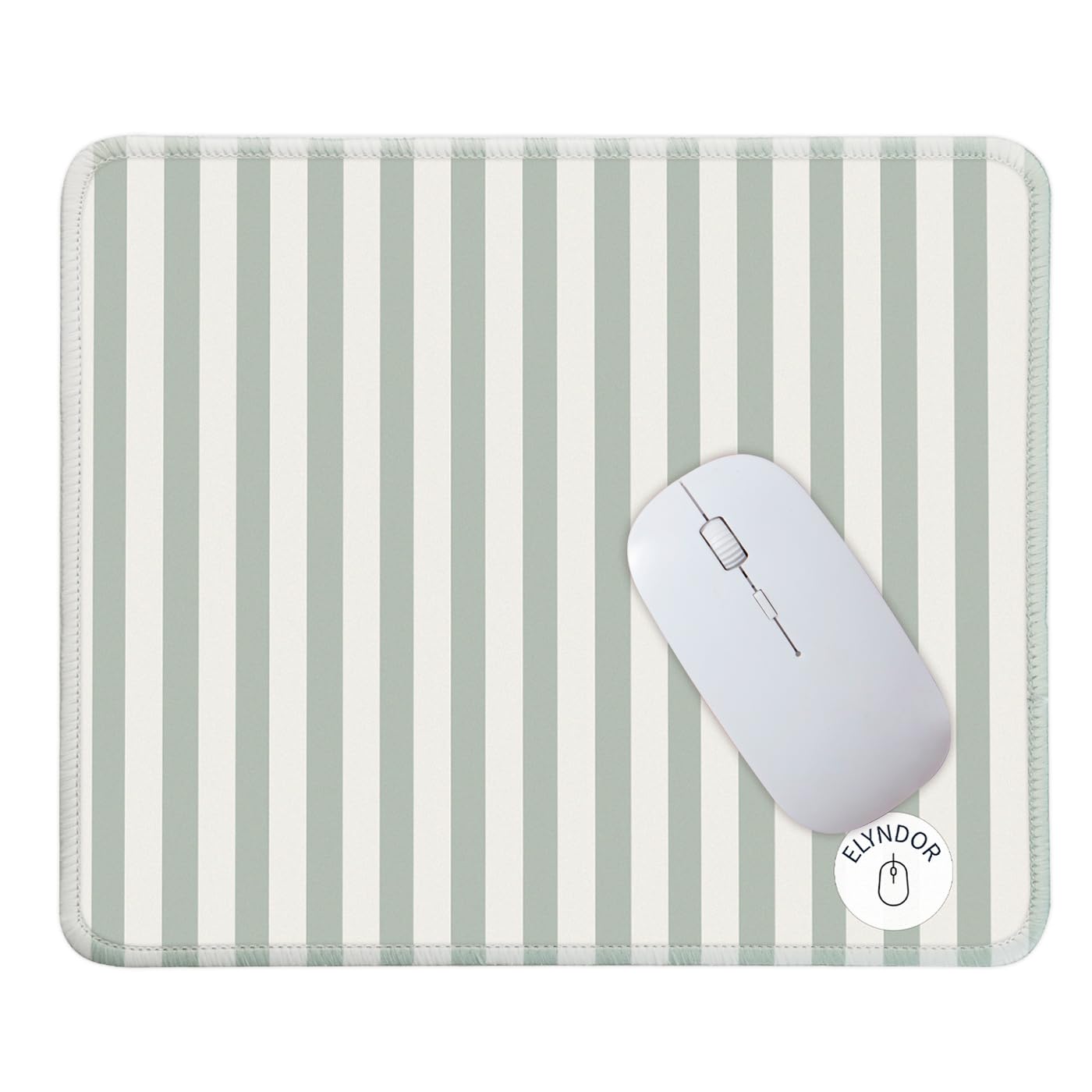 Mouse Pad for Desk with Stitched Edge, Premium Cute Washable Mouse Pads. Computer Mousepad with Non-Slip Rubber Base, Mousepads for Laptop, 9.25x7.75x0.12 inch (Pink Stripes)