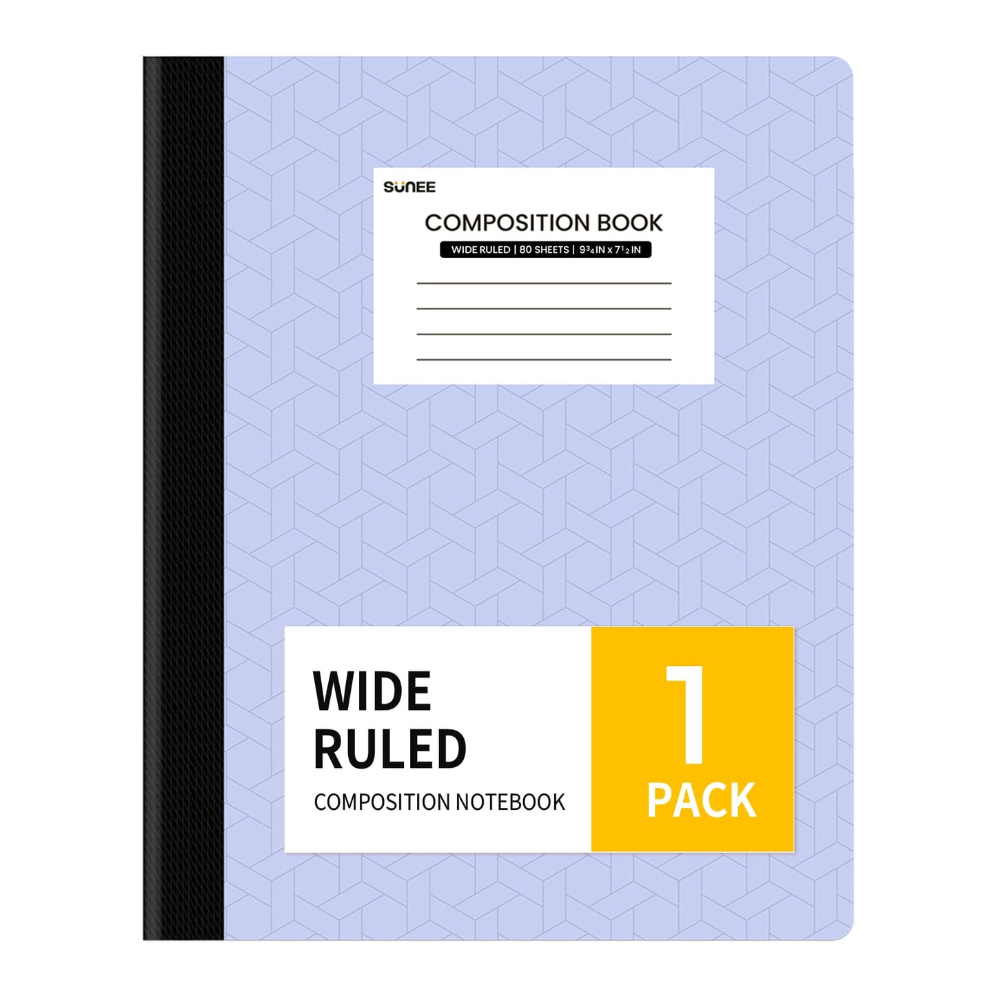 SUNEE Composition Notebook, Wide Ruled Paper, Home School Supplies for College Students & K-12, 9-3/4" x 7-1/2", 80 Sheets/160 Pages, Blue