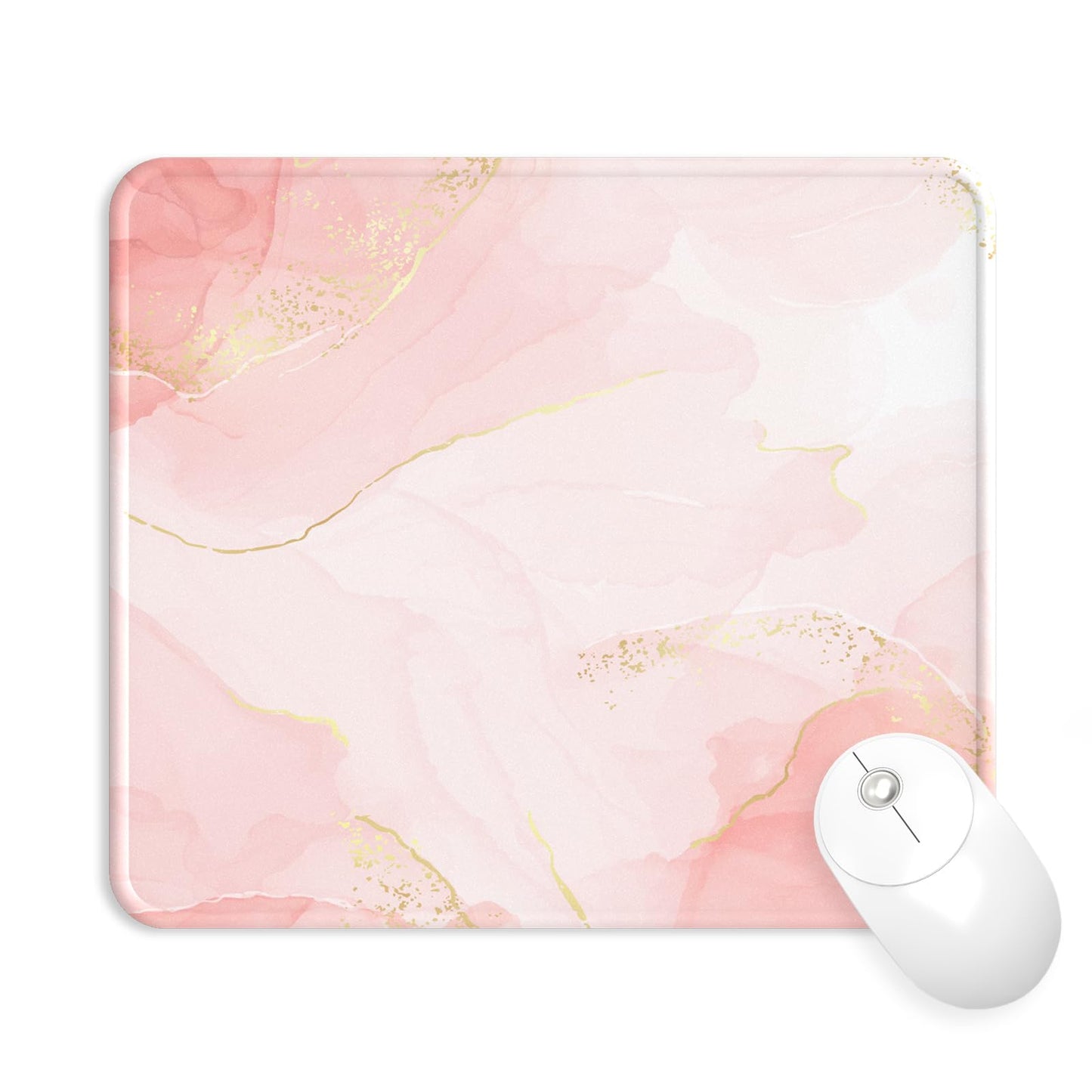 Mouse Pad with Wrist Rest, Comfortable Computer Mousepad with Gel Wrist Support Smooth Surface and Non-Slip PU Base for Pain Relief, Laptop, Office & Home (Rose)