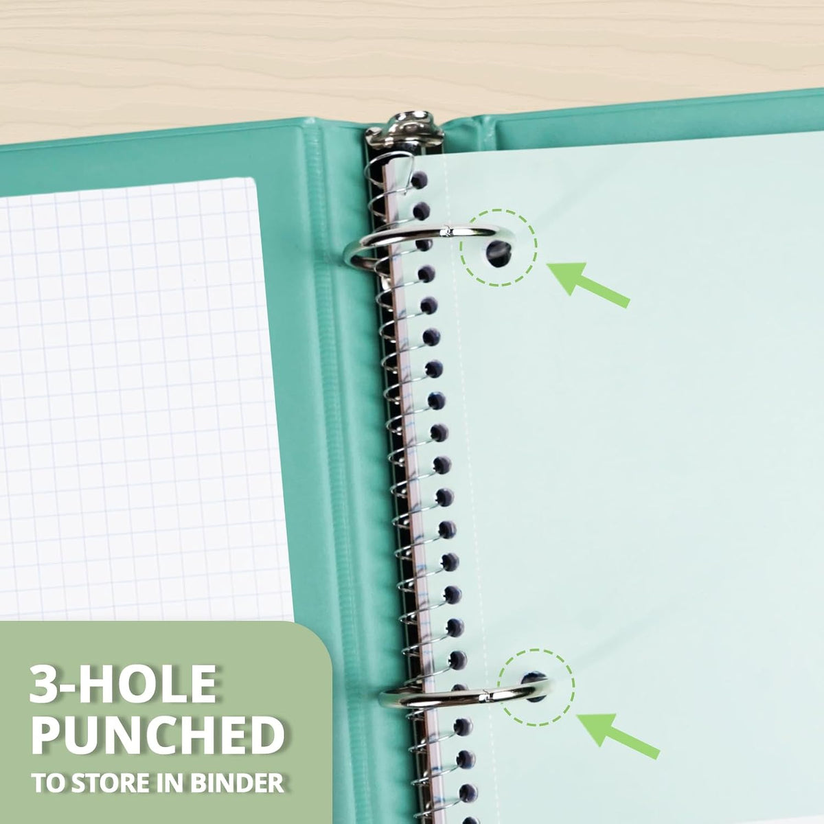 ONAVIA 1 Subject Graph Paper Spiral Notebook 5 Pack, 140 Pages, Assorted | 70 Sheets, 8 x 10.5 in, 3-Hole Punched, Graph Notebook, Grid Paper, School Notebook, Study