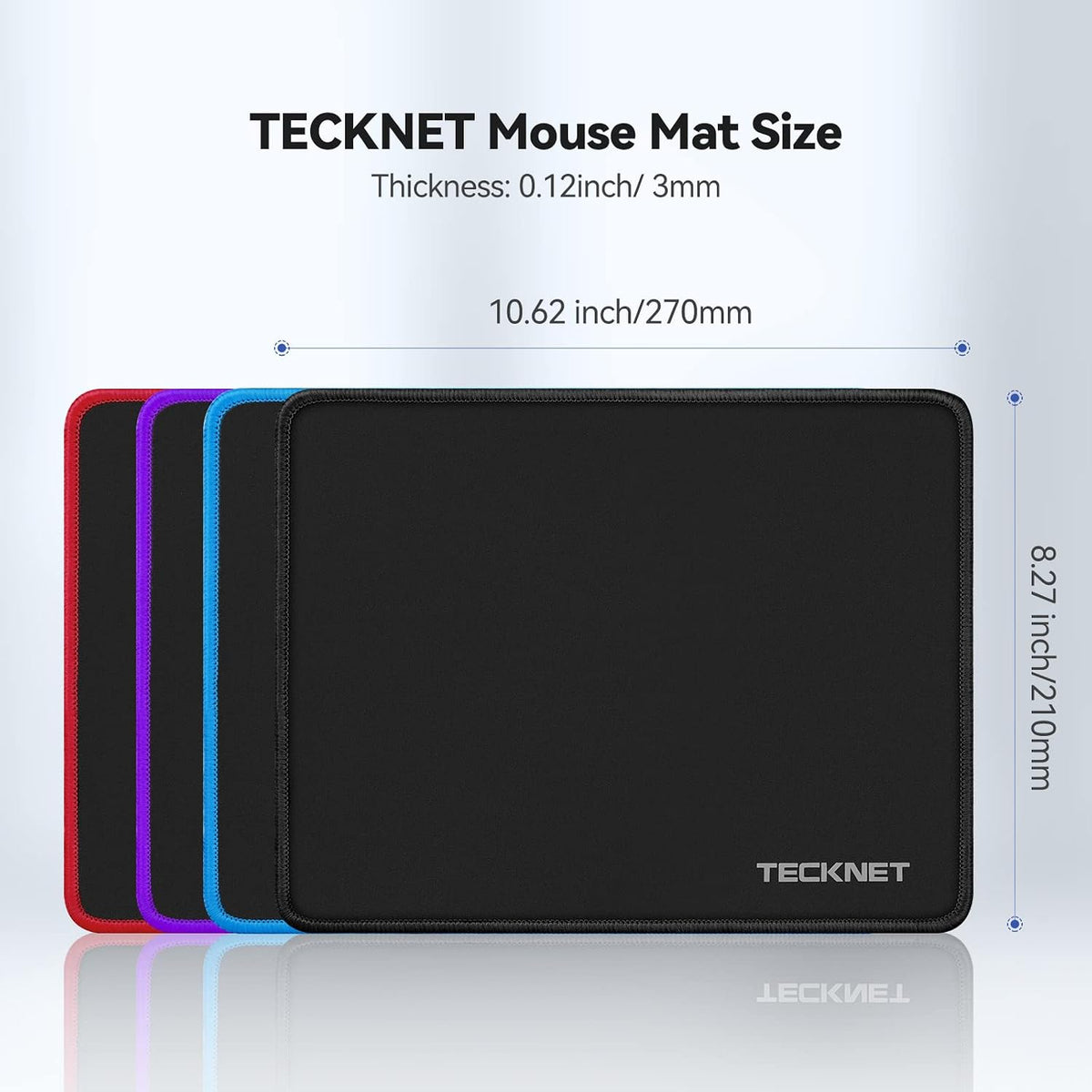 TECKNET Mouse Pad with Durable Anti-fray Stitching, Black Small Mousepad | Anti-slip Rubber Base, Ultra-smooth Surface, Waterproof Material, Gaming Mouse Mat for Laptop for Laser and Optical Mice