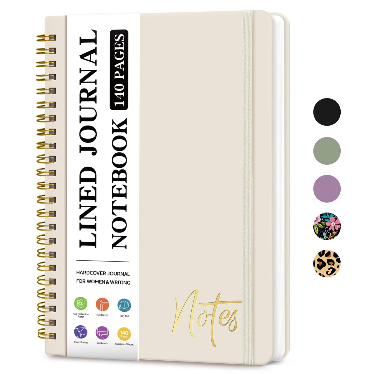 ZOTIA Lined Spiral Notebook for Work Hardcover Spiral Journal College Ruled | Purple, 5.7" x 7.9" Spiral Journals for Writing, Work Notebooks, Note taking and Office School Supplies, 140 Pages