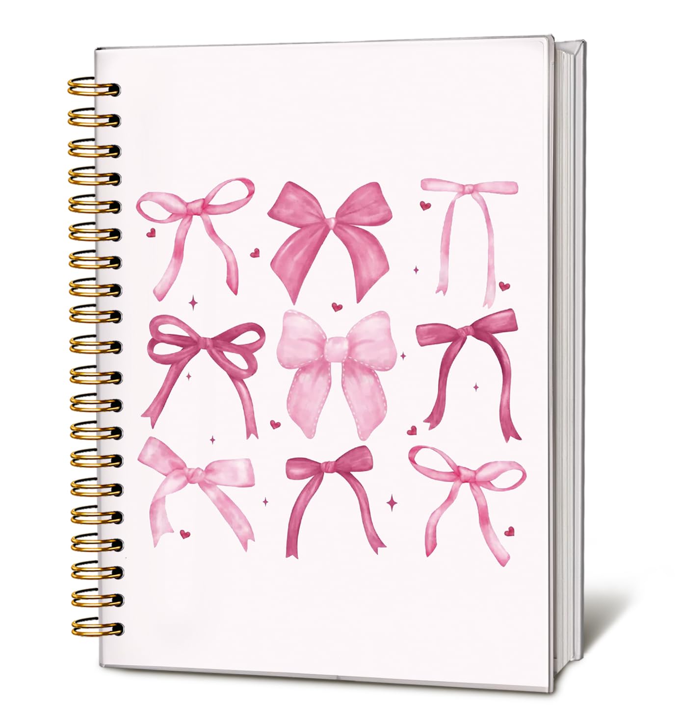 Cute Pink Bow Journal for Teen Girls & Women, Cute School Supplies - Cute Preppy Bow Stuff Birthday Gifts for Women Girls, Coquette Stuff Pink Bow Bible Hardcover Spiral Notebook 5.5x8.3