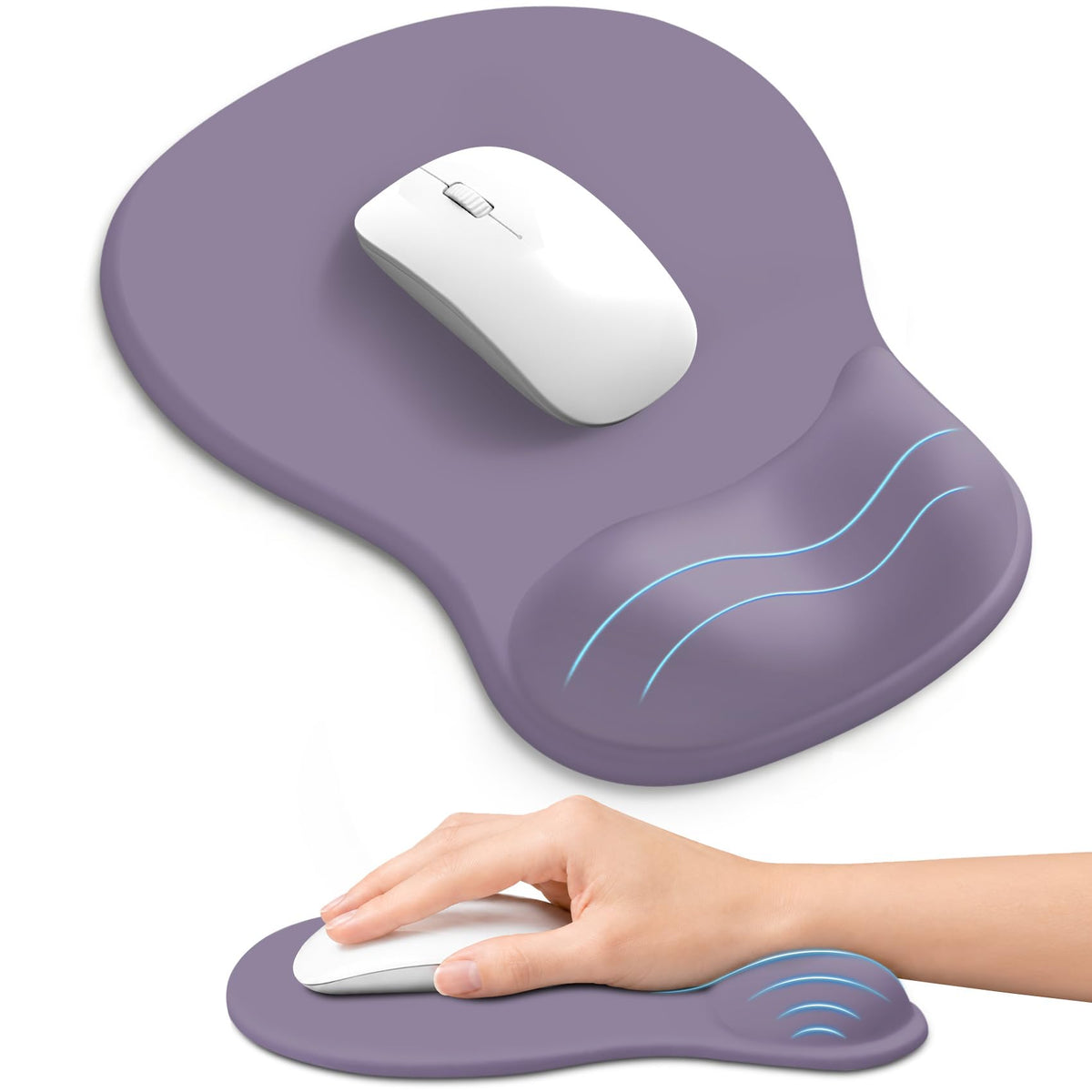 Ergonomic Mouse Pad with Wrist Rest, Gel Wrist Support, Black | 10.2 x 7.6 in Mouse Pad with Smooth Fabric Surface and Non-Slip Rubber Base for Office, Home, Study, and Gaming