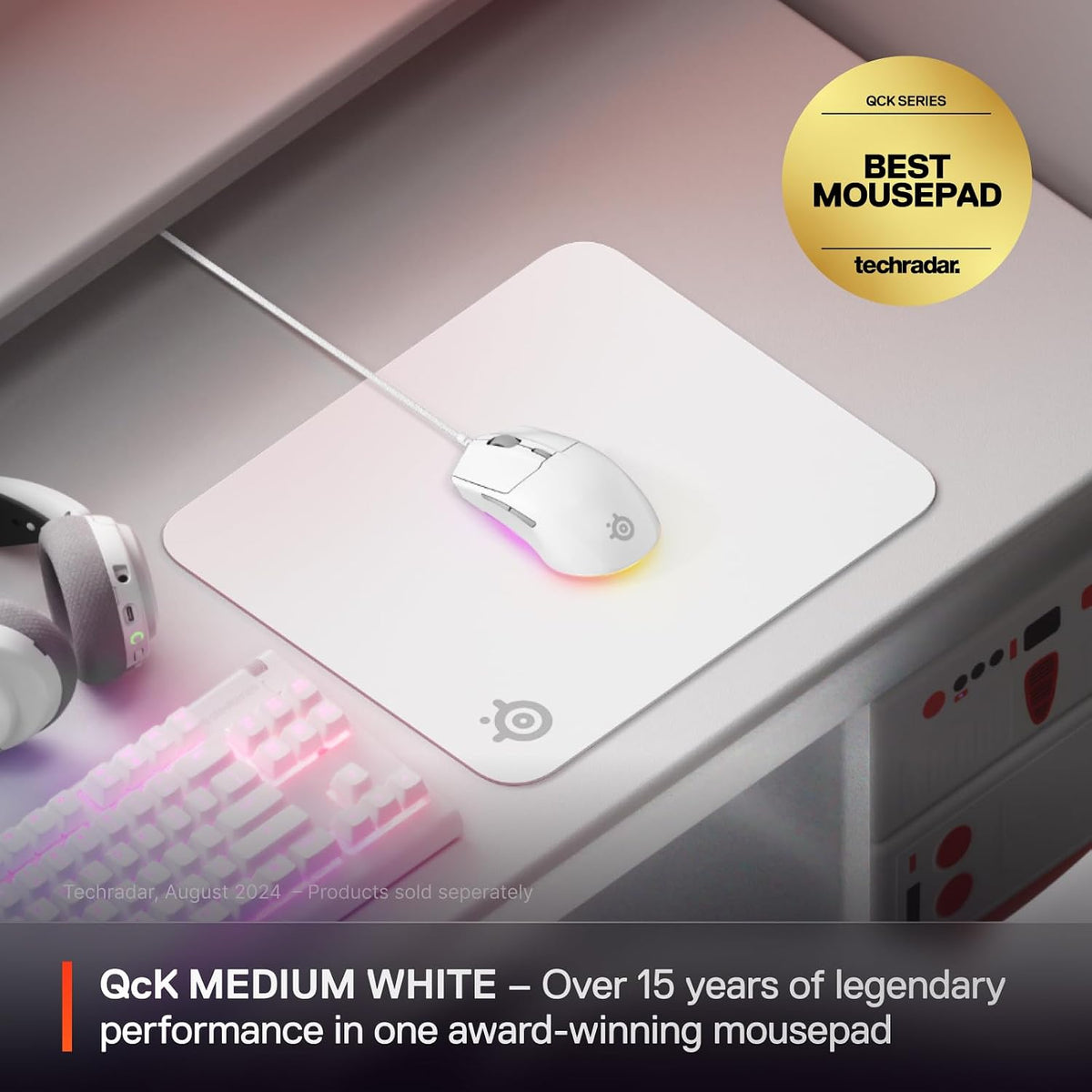 SteelSeries QcK Cloth Gaming Mouse Pad - Exclusive Micro-Woven Surface - Optimized for Gaming Sensors - Maximum Control - Size M - White