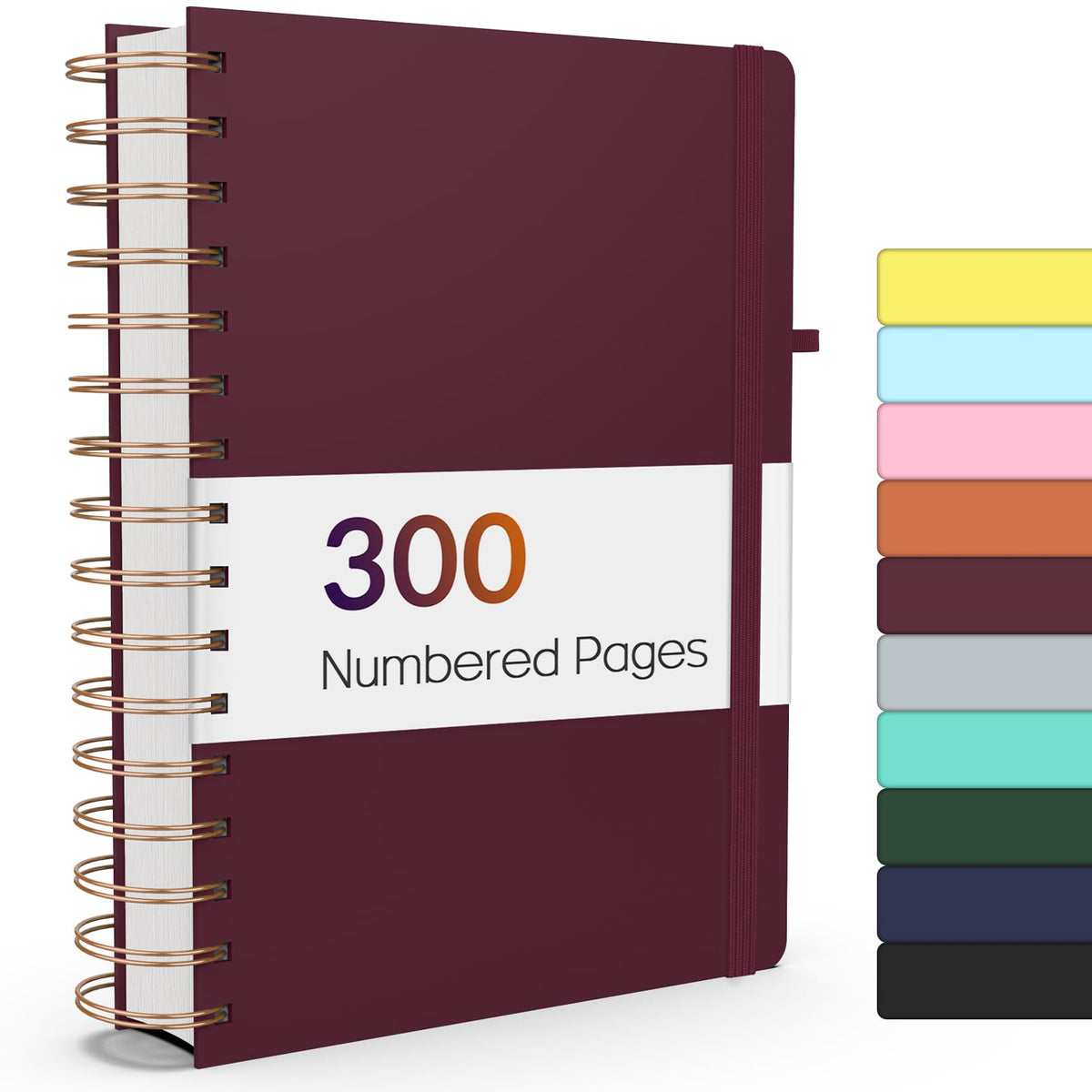 Forvencer Lined Spiral Journal Notebook with 300 Numbered Pages, B5 | College Ruled Thick Journals for Writing with 100GSM Paper, Hardcover Notebooks with Content for Work School Women Men