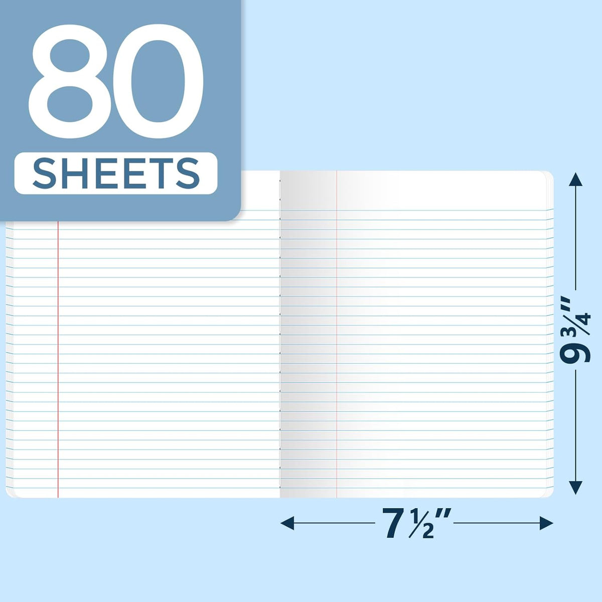 SUNEE Composition Notebook, Wide Ruled Paper, 5 Pack, 9-3/4" x 7-1/2", 80 Sheets/160 Pages, Back to School Supplies, Notebooks for School, Office Supplies (Pink, Purple, Blue, Green, Yellow)