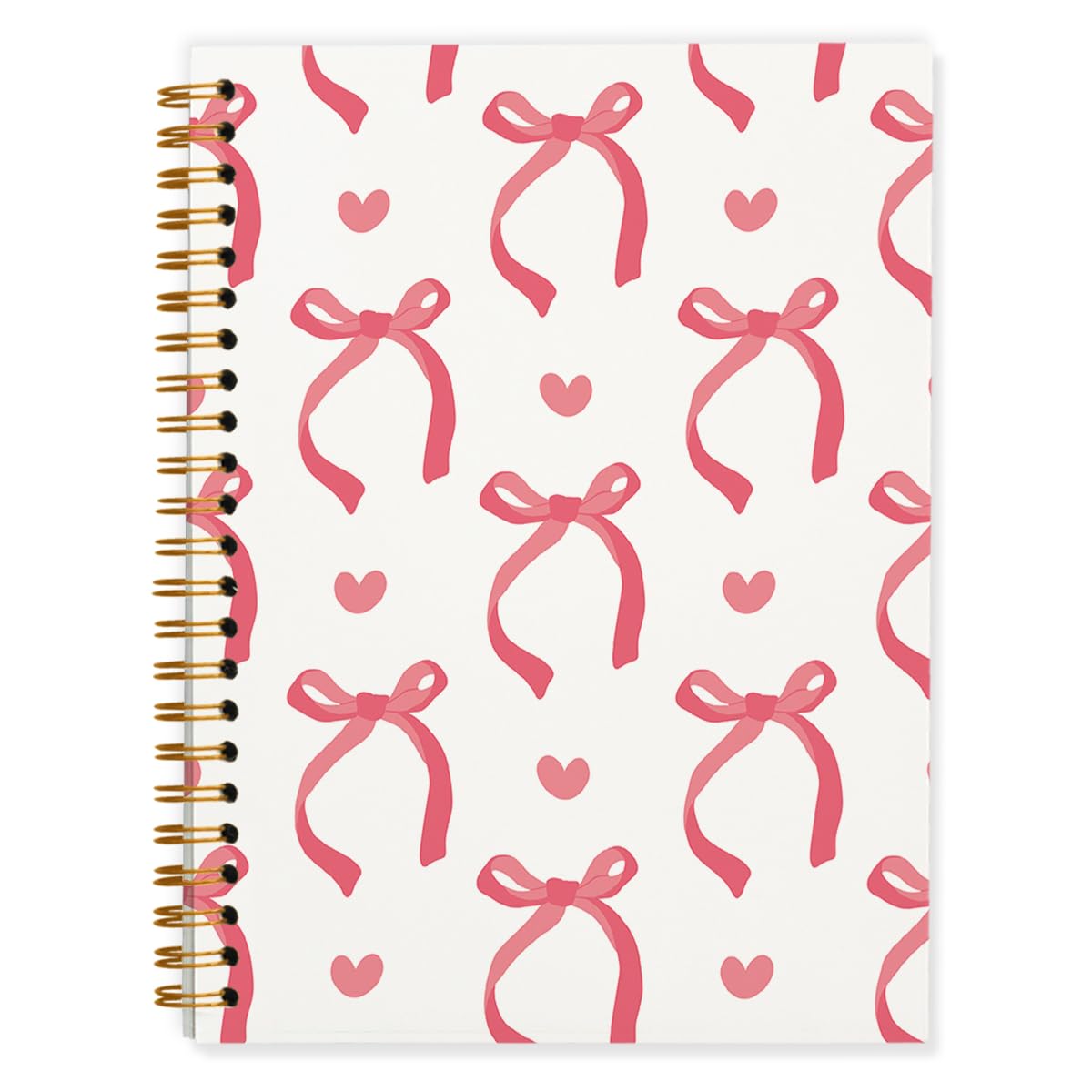 QUICQOD Cute Pink Bow Spiral Notebook Journal for Teen Girls, 5.5x8.3 Inch | Coquette Pink School Supplies for Girls, Preppy Hardcover Journal for Women, Lined Notebook for Note Taking Daily Writing