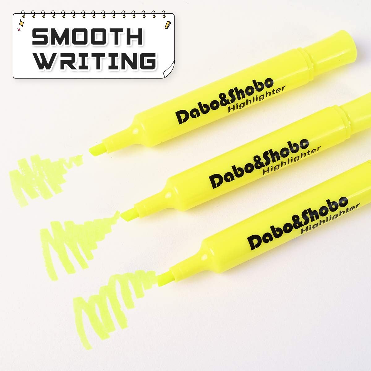Dabo&Shobo Yellow highlighter, 24 Pack -bright color, chisel tip, for Adults Highlighting in the Home School Office, Tank Style