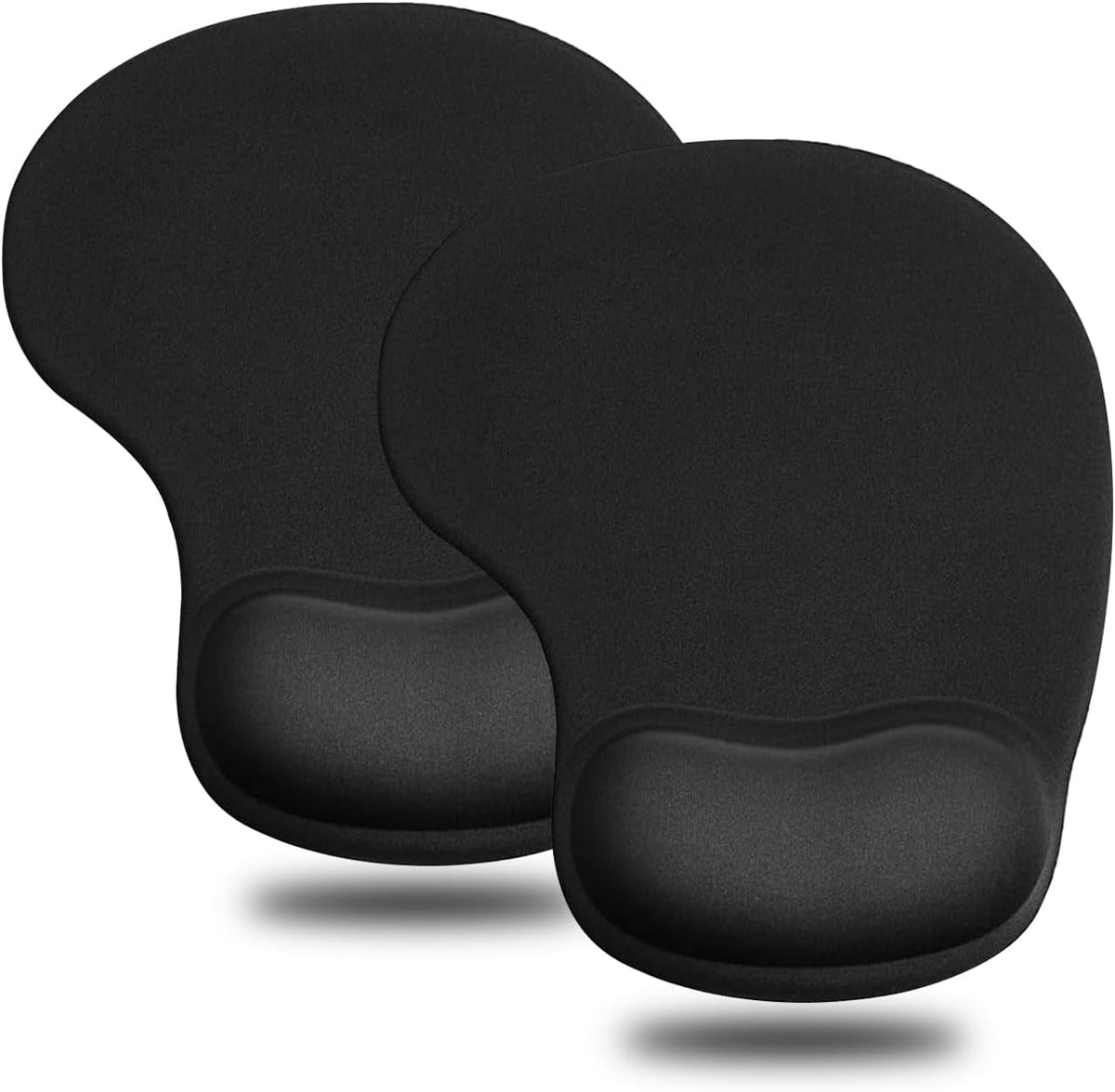 JIKIOU Ergonomic Mouse Pad with Gel Wrist Rest 2 Pack, Portable Small Black | Upgraded-Prevent Gel Leakage, Ergonomic Design for Pain Relief, Cooling Gel filled, Smooth Lycra Surface, Non-Slip PU Base