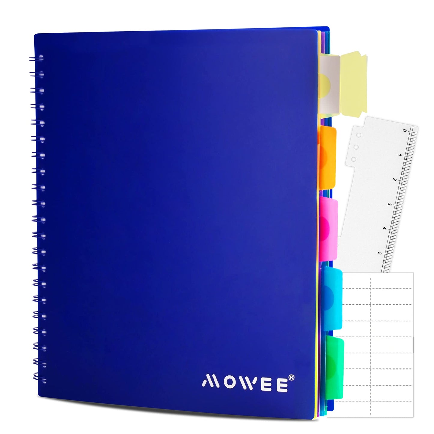 Spiral Notebook - 5 Subject Notebook, College Ruled Notebook With Dividers Pocket, Tabs Label, 11" Ruler, 200 Pages, for Writing Journal, Home & Office, School Supplies, 8.5''x11''Black | 200 Pages, 11" Ruler, 8.5"x11" Black, Pocket Dividers with Tab Labe