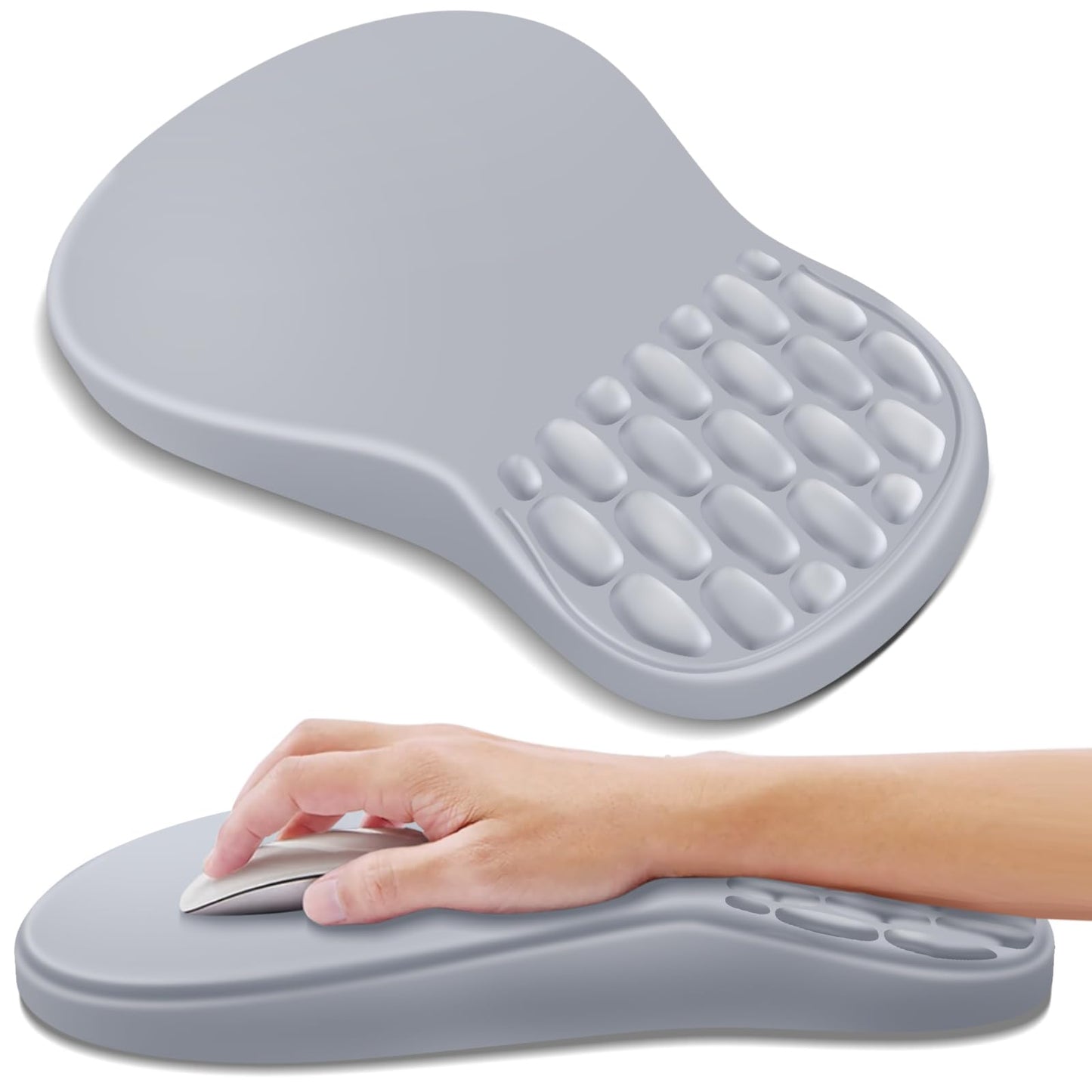 YIWEI Ergonomic Mouse Pad with Wrist Rest for Carpal Tunnel Pain Relief | Memory Foam Wrist Support,Non-Slip Rubber Base, Keyboard Computer Mousepad,Lycra Cloth Surface,Gaming Home Office,Black