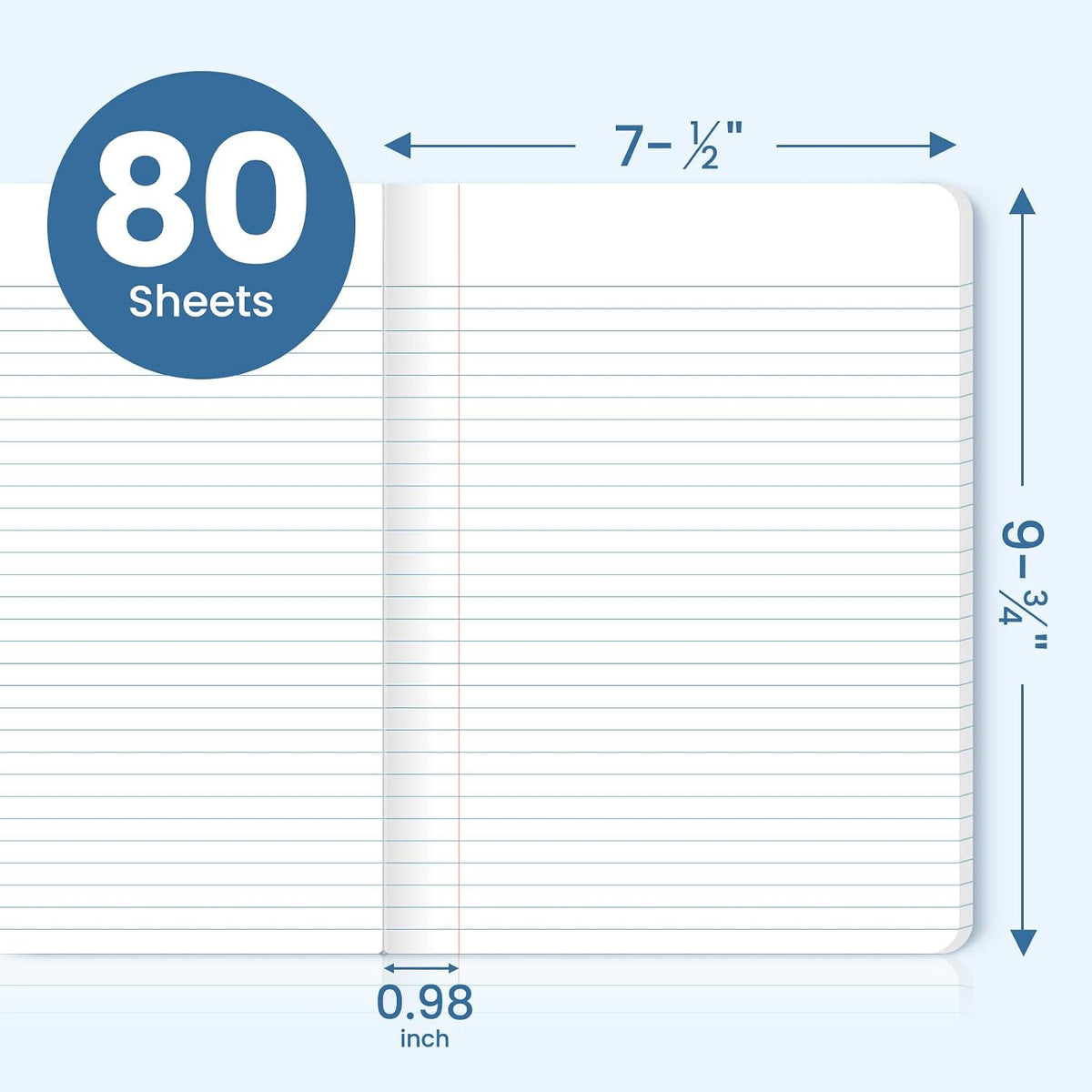 College Ruled Composition Notebook 4 Pack School Supplies, 160 Pages | 9-3/4" x 7-1/2" Aesthetic Composition Notebooks, 80 Sheets, Pastel Colors, Perfect for School, Office and Note Taking