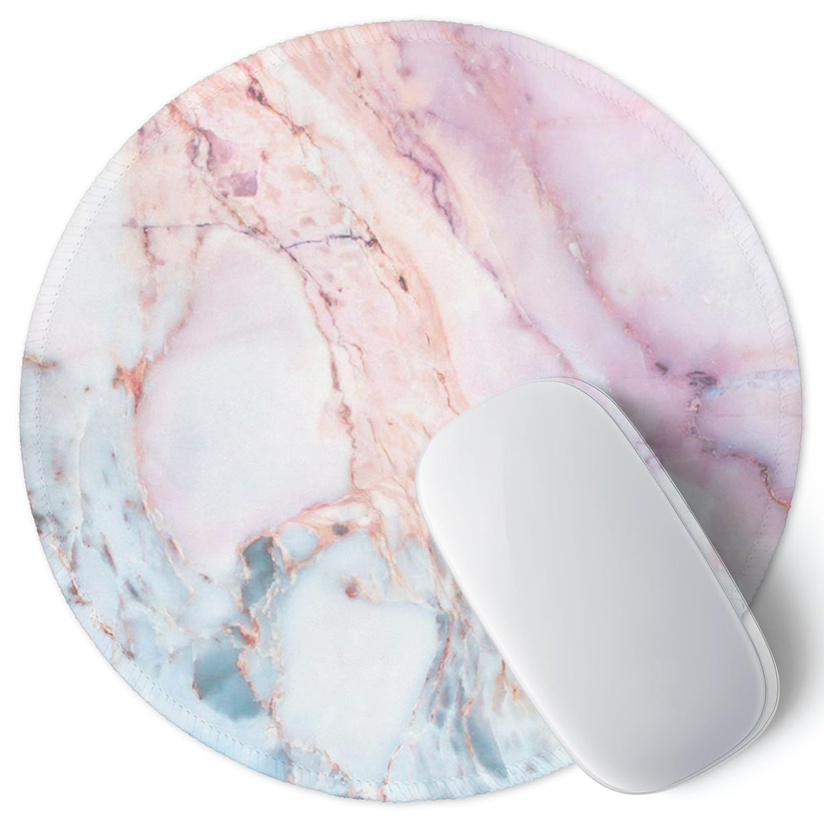 ITNRSIIET Marble Round Mouse Pad Pink Marble Customized Premium-Textured Washable Desktop Protection Mouse Mat with Non-Slip Rubber Base 7.87×7.87×0.12 inches, Pink Marble