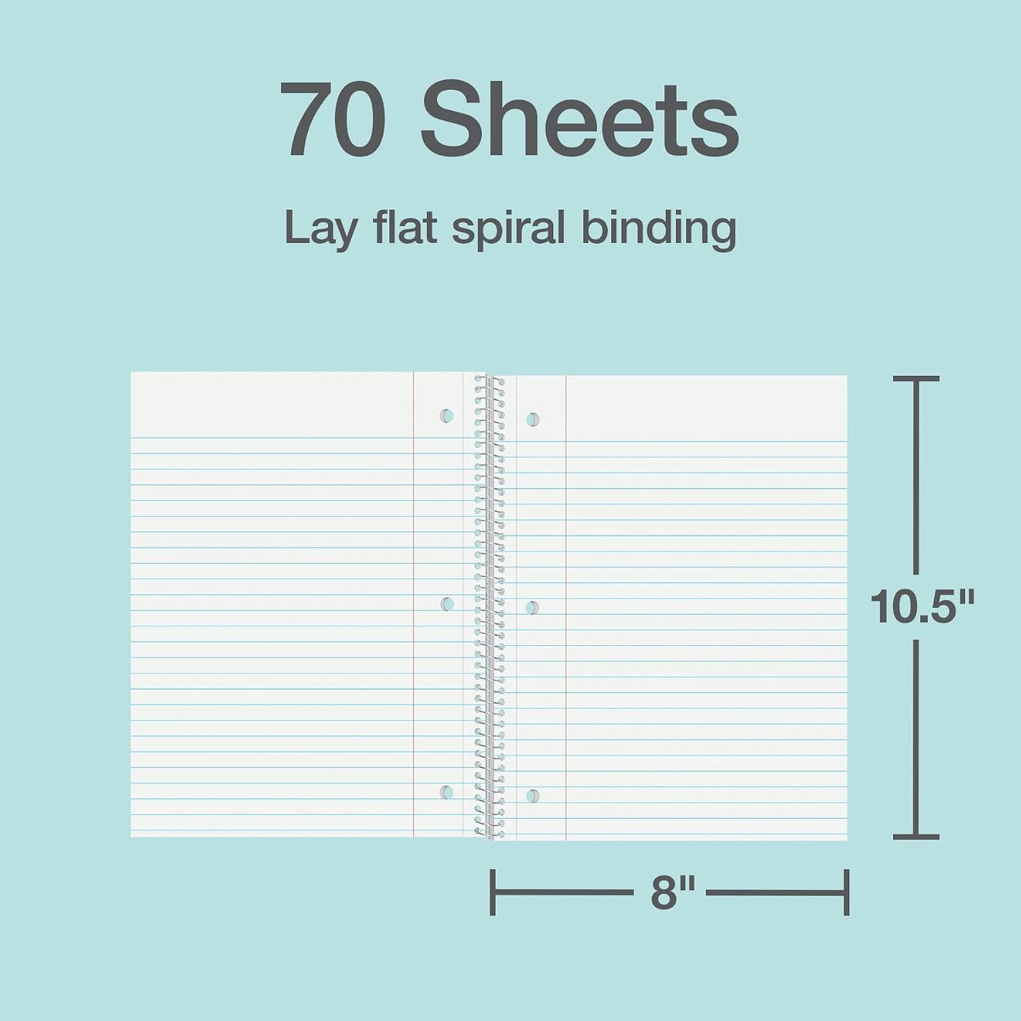 Oxford Spiral Notebooks, 5 Pack, College Ruled, 70 Sheets, Earthtone Covers | 3 hole punched to fit any binder. Perforated sheets tear out easily. Color coded covers. One notebook per subject.