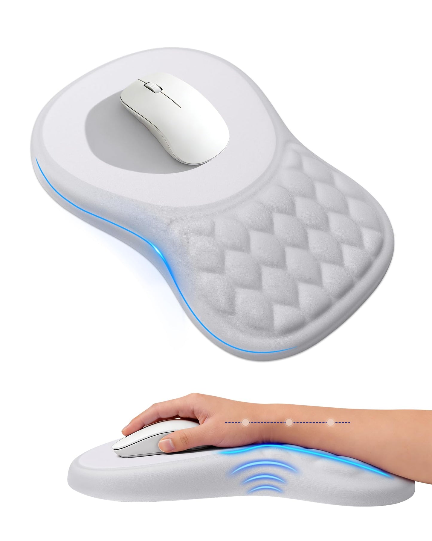 Ergonomic Mouse Pad with Sloped Memory Foam Wrist Rest (Black) | 3D Textured Wrist Cushion, Smooth Lycra Surface, Non-Slip PU Base, Comfortable Support for Office/Home Computer Desks