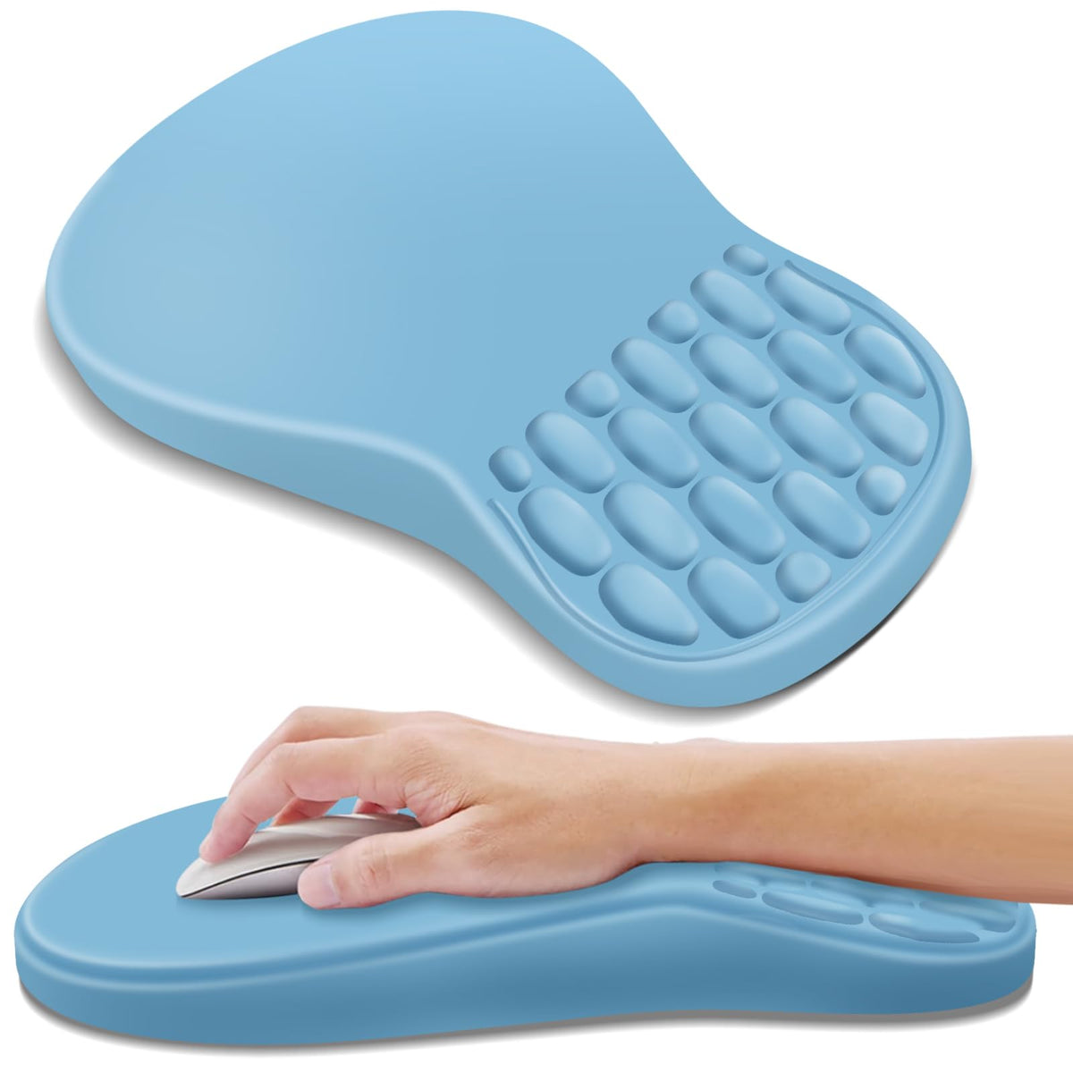 YIWEI Ergonomic Mouse Pad with Wrist Rest for Carpal Tunnel Pain Relief | Memory Foam Wrist Support,Non-Slip Rubber Base, Keyboard Computer Mousepad,Lycra Cloth Surface,Gaming Home Office,Black