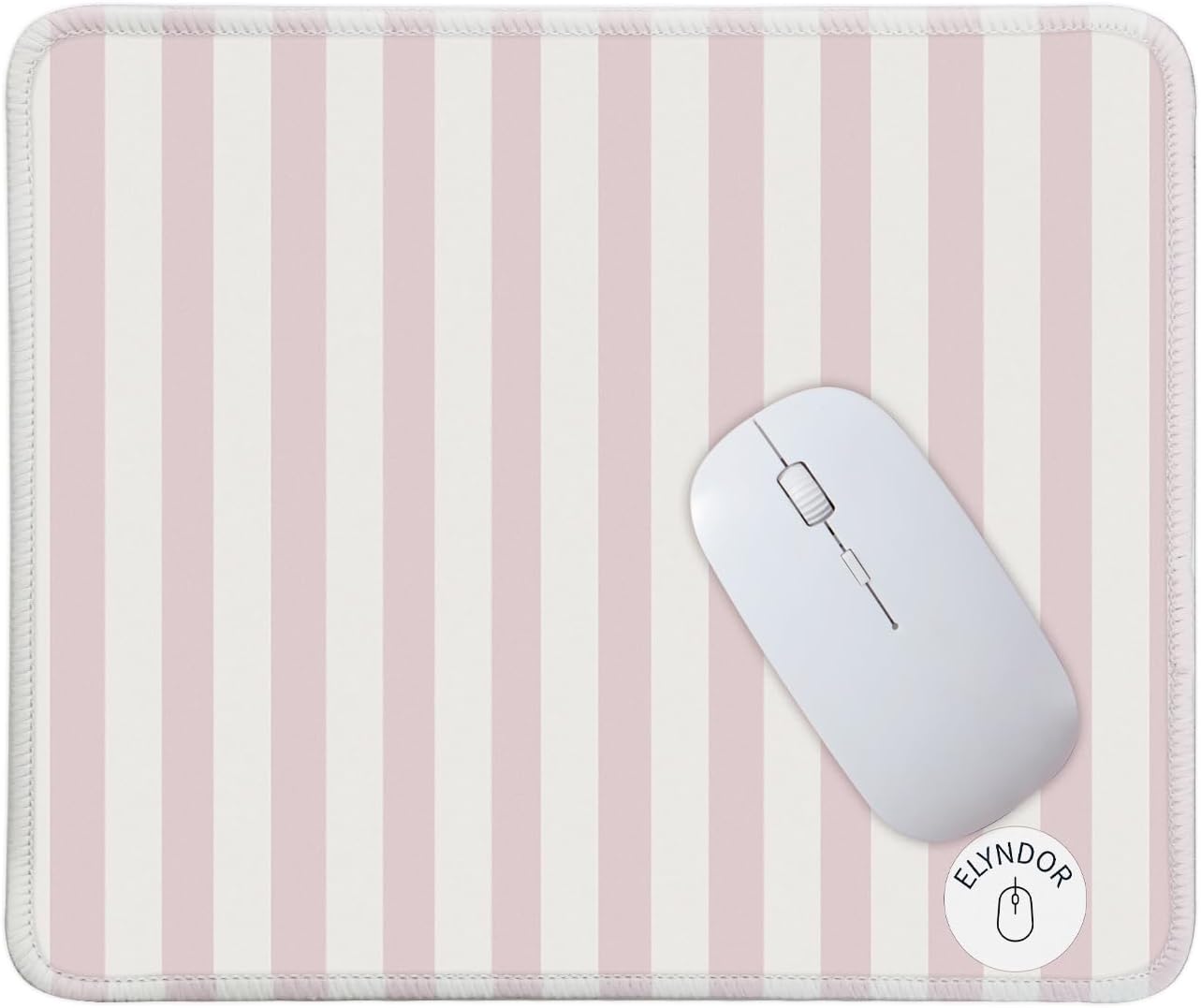 Mouse Pad for Desk with Stitched Edge, Premium Cute Washable Mouse Pads. Computer Mousepad with Non-Slip Rubber Base, Mousepads for Laptop, 9.25x7.75x0.12 inch (Pink Stripes)