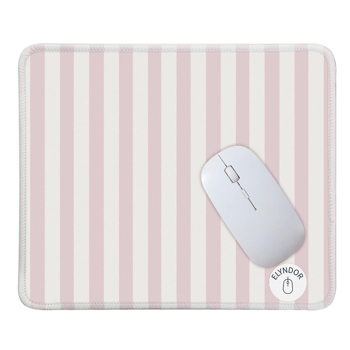 Mouse Pad for Desk with Stitched Edge, Premium Cute Washable Mouse Pads. Computer Mousepad with Non-Slip Rubber Base, Mousepads for Laptop, 9.25x7.75x0.12 inch (Pink Stripes)