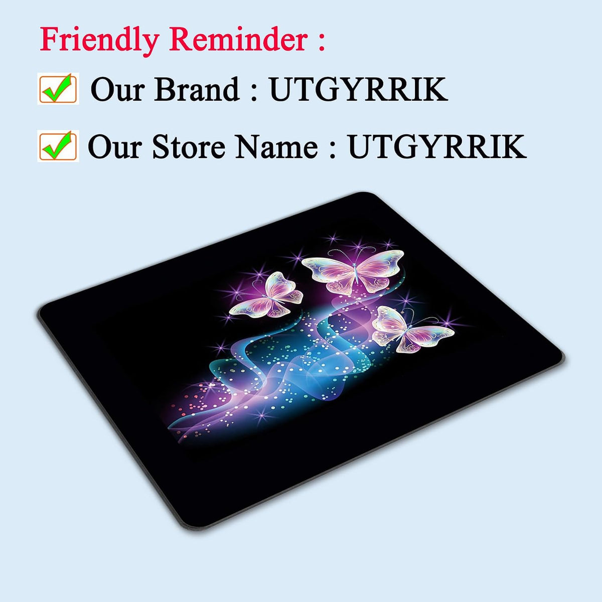 Mouse Pad, Square Mousepad, Personalized Premium-Textured, Non-Slip Rubber Base Mouse Mat, Waterproof Gaming Mouse Pad for Wireless Mouse, Computers, Laptop, Office, Home (Purple Butterfly)