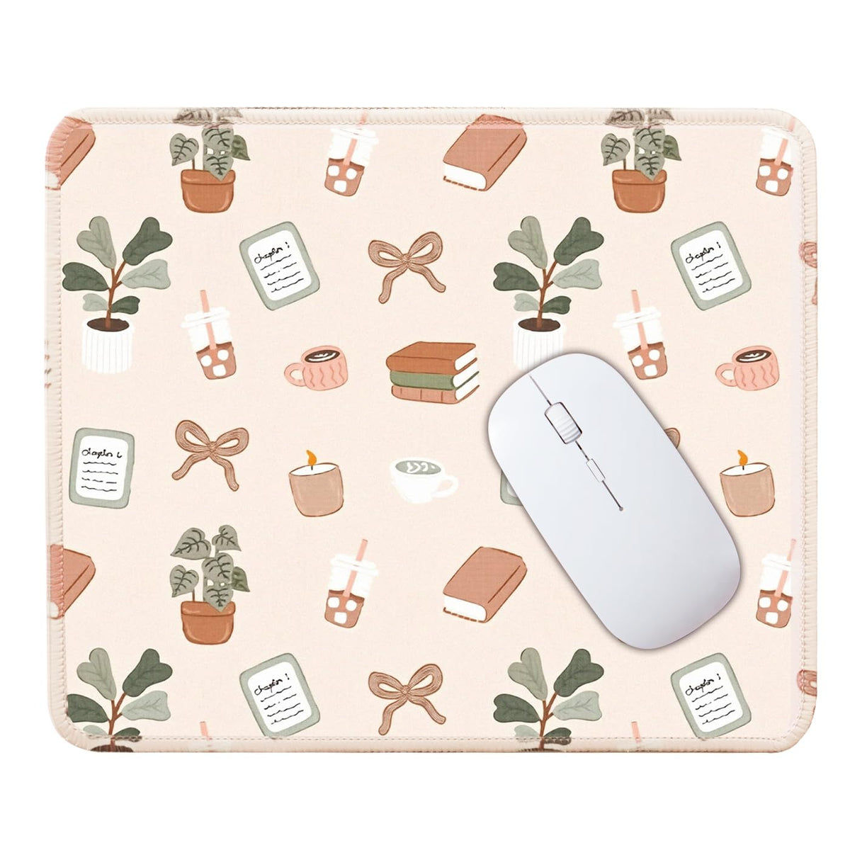 Mouse Pad for Desk with Stitched Edge, Premium Cute Washable Mouse Pads. Computer Mousepad with Non-Slip Rubber Base, Mousepads for Laptop, 9.25x7.75x0.12 inch (Pink Stripes)