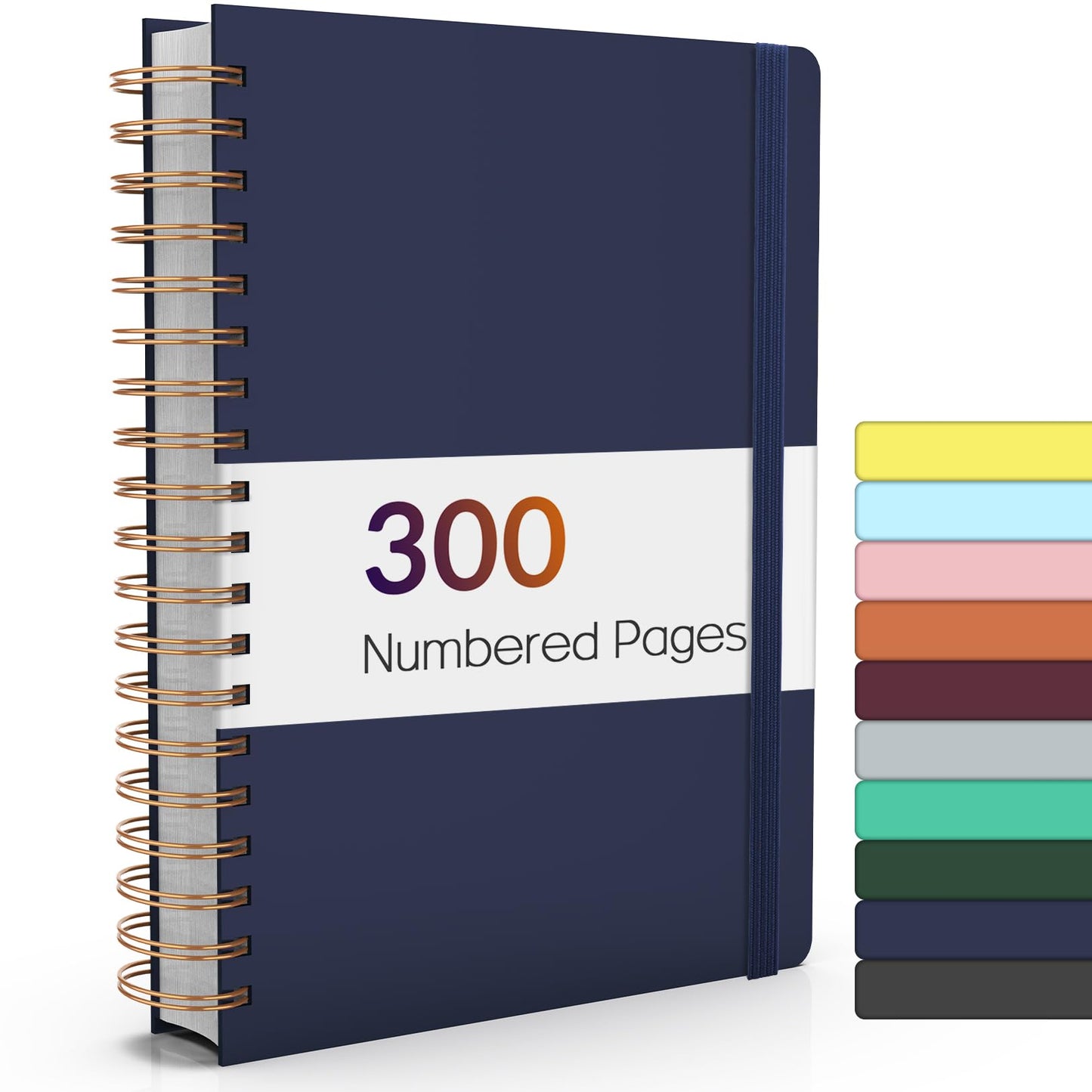 Forvencer Lined Spiral Journal Notebook with 300 Numbered Pages, B5 | College Ruled Thick Journals for Writing with 100GSM Paper, Hardcover Notebooks with Content for Work School Women Men