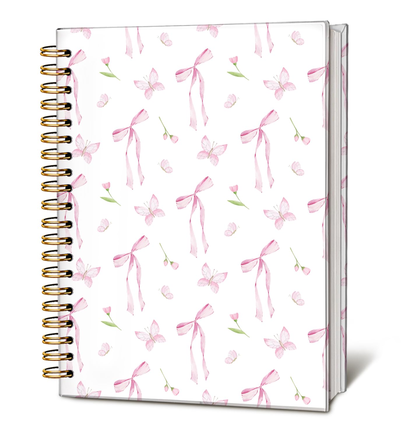 Cute Pink Bow Journal for Teen Girls & Women, Cute School Supplies - Cute Preppy Bow Stuff Birthday Gifts for Women Girls, Coquette Stuff Pink Bow Bible Hardcover Spiral Notebook 5.5x8.3